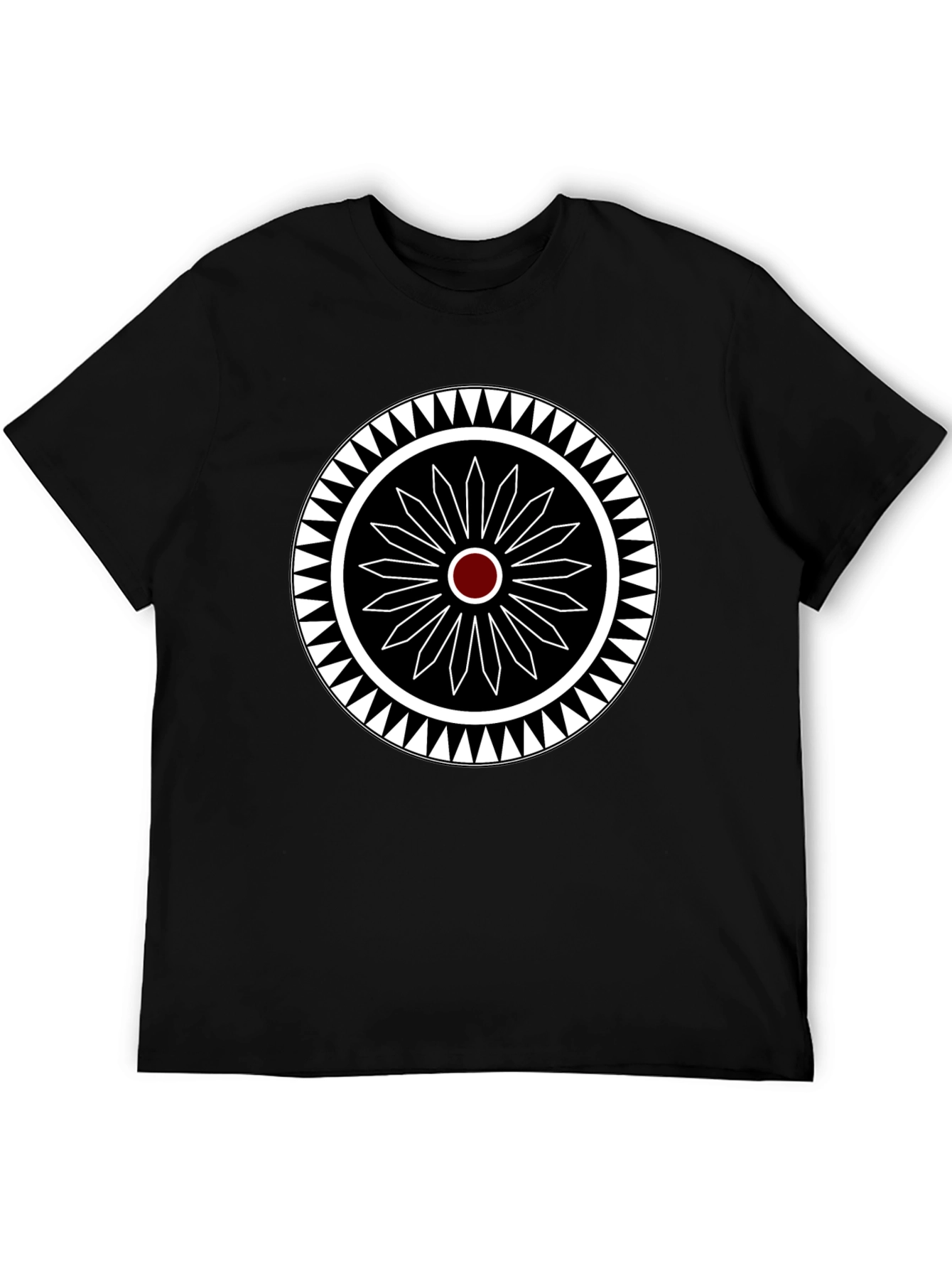 Geometric Circle Design Black T-Shirt