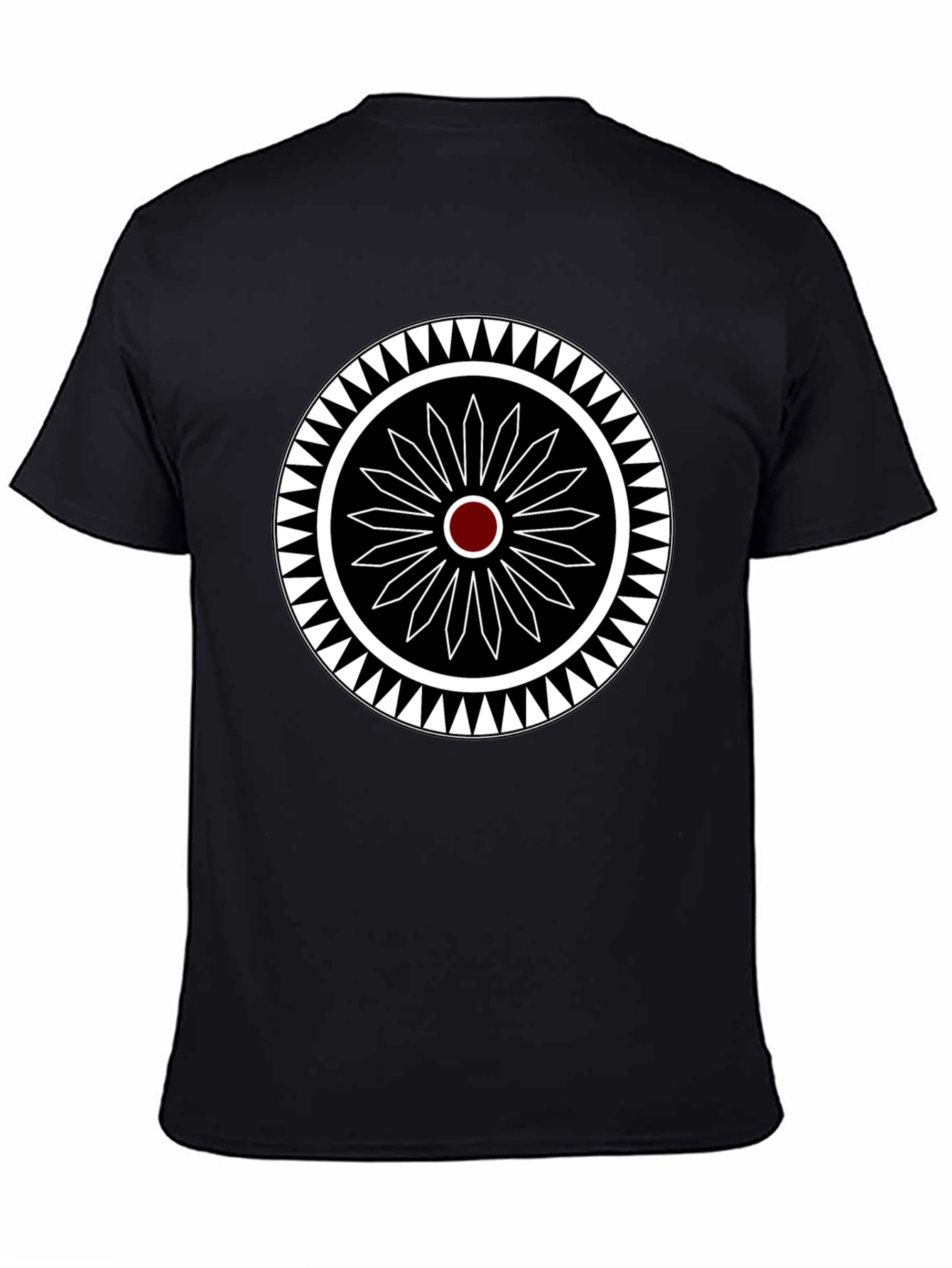 Geometric Circle Design Black T-Shirt