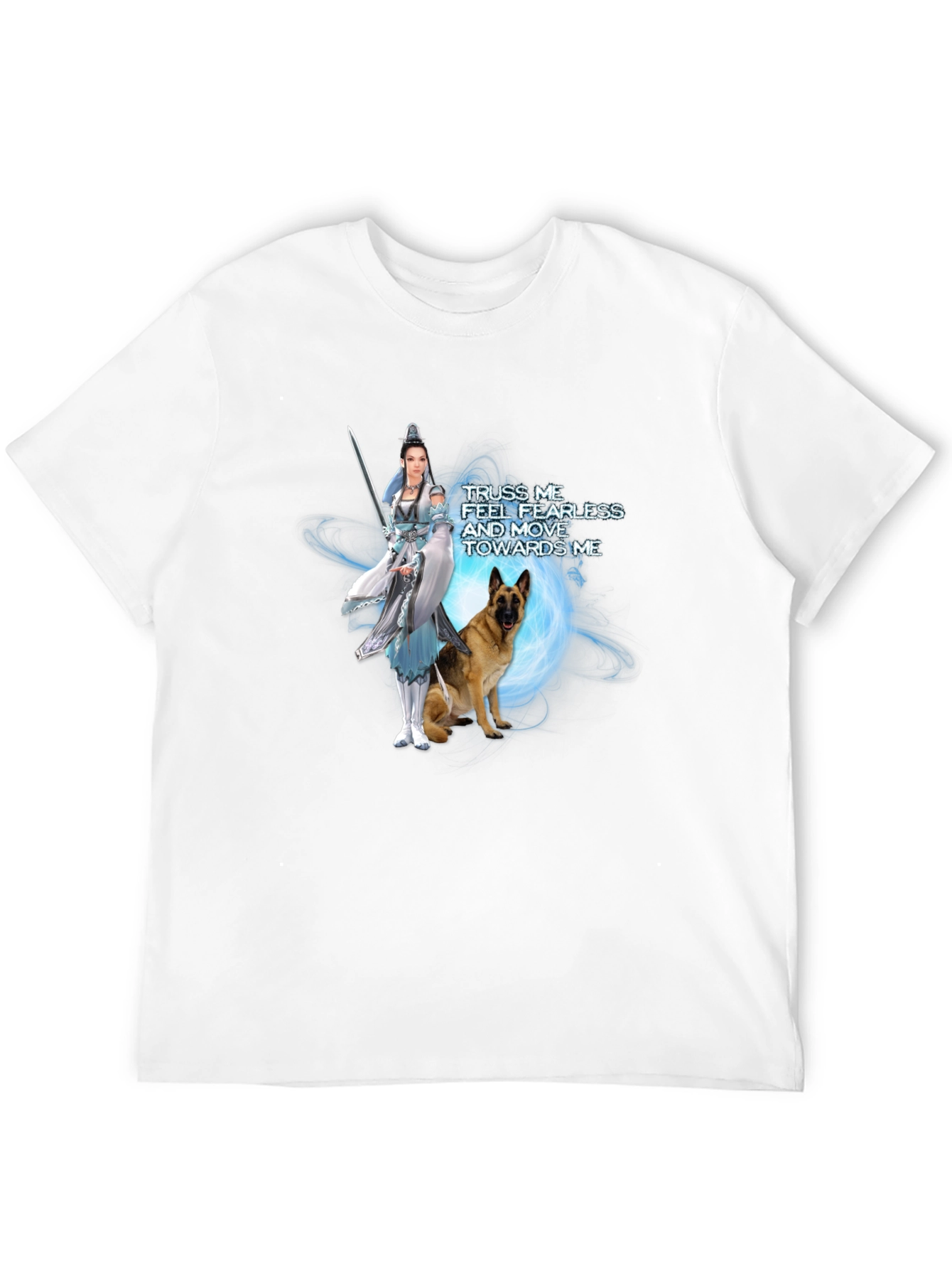 Warrior Woman & Loyal Dog Graphic Black T-Shirt