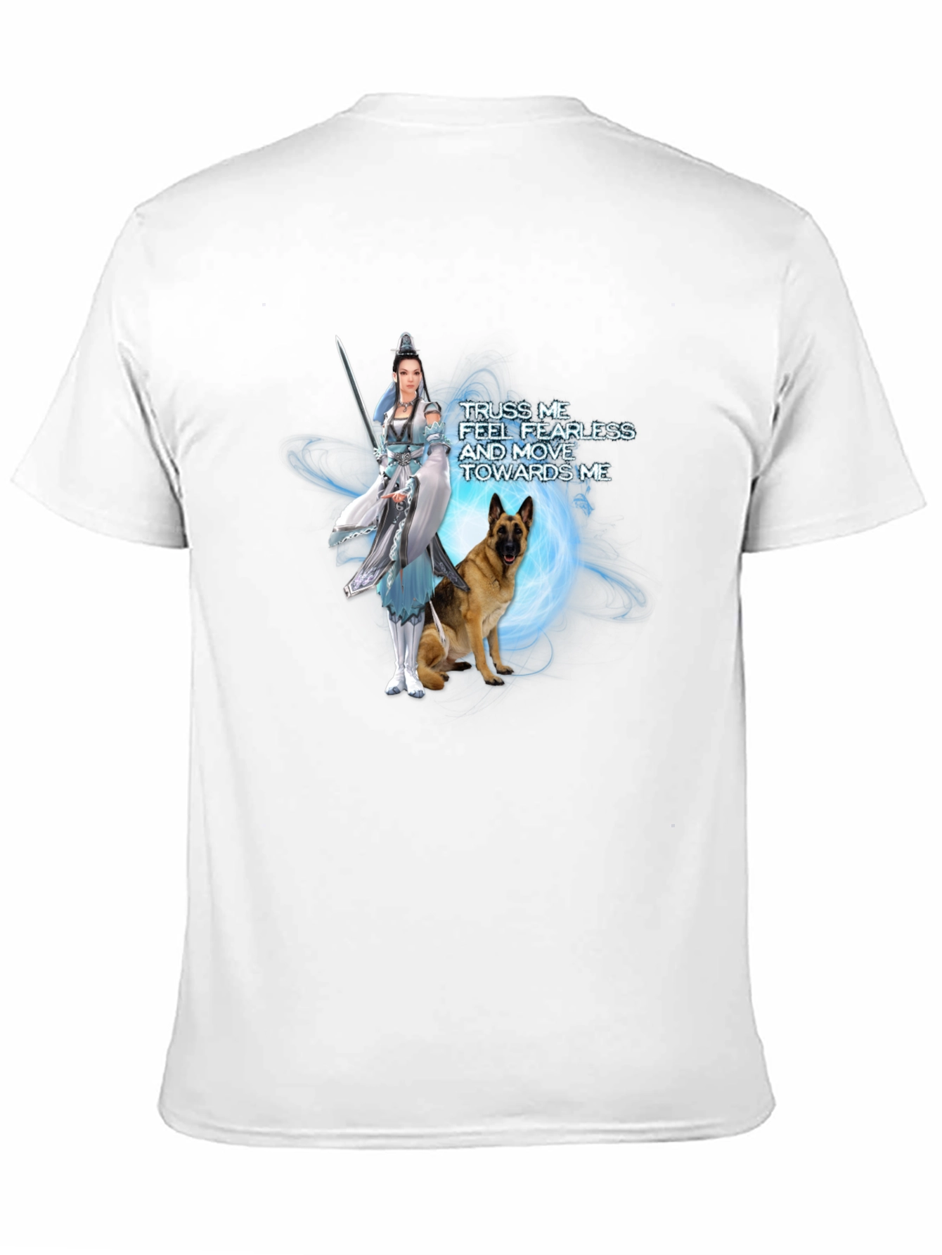 Warrior Woman & Loyal Dog Graphic Black T-Shirt