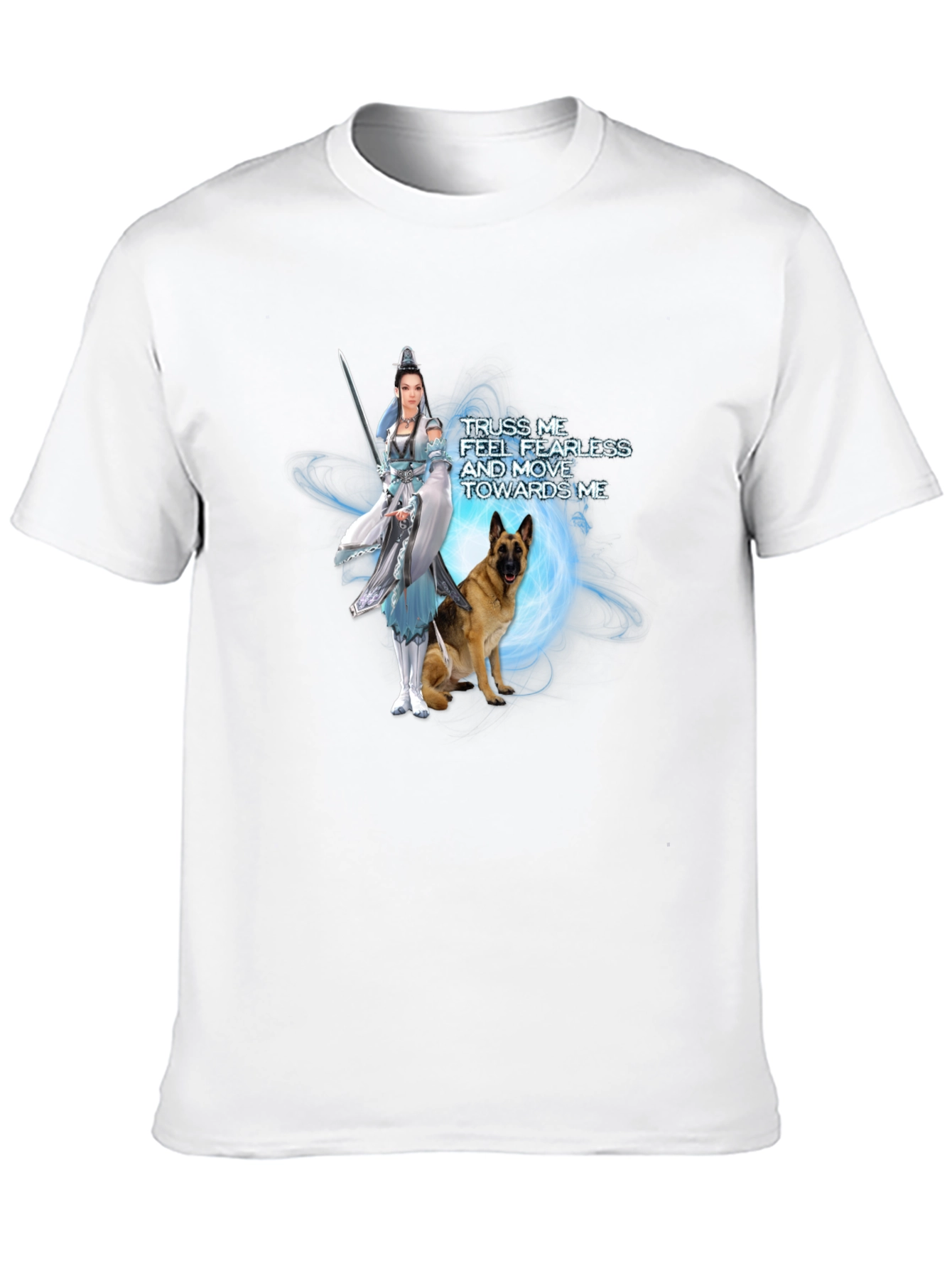 Warrior Woman & Loyal Dog Graphic Black T-Shirt