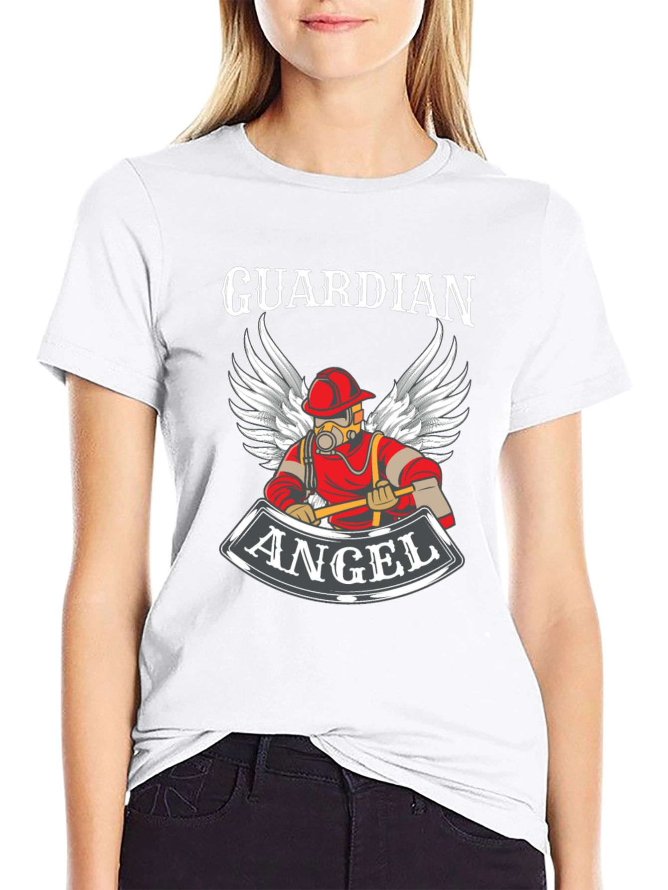 Guardian Angel Firefighter T-Shirt - Black