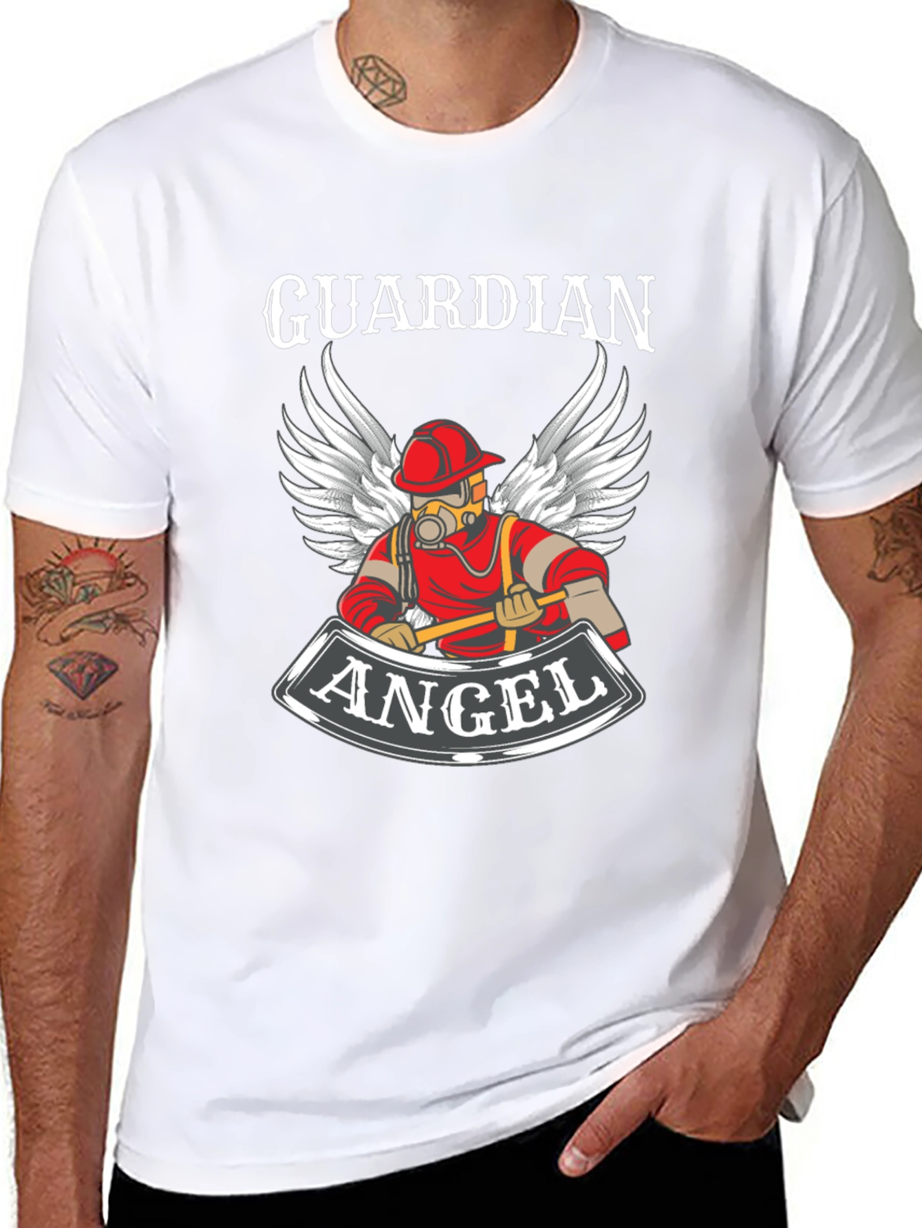 Guardian Angel Firefighter T-Shirt - Black