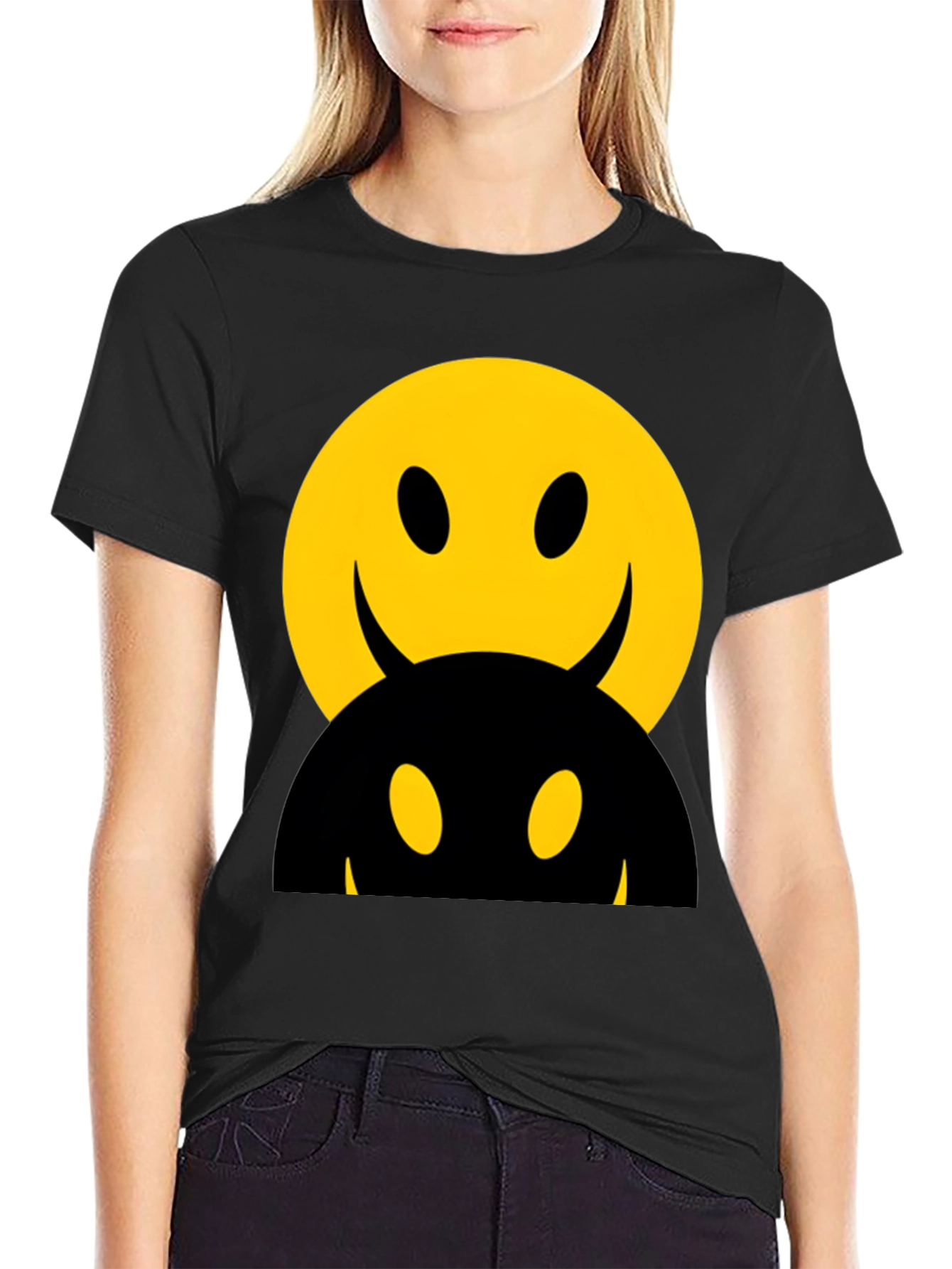 Smiley Face Devilish Graphic T-Shirt