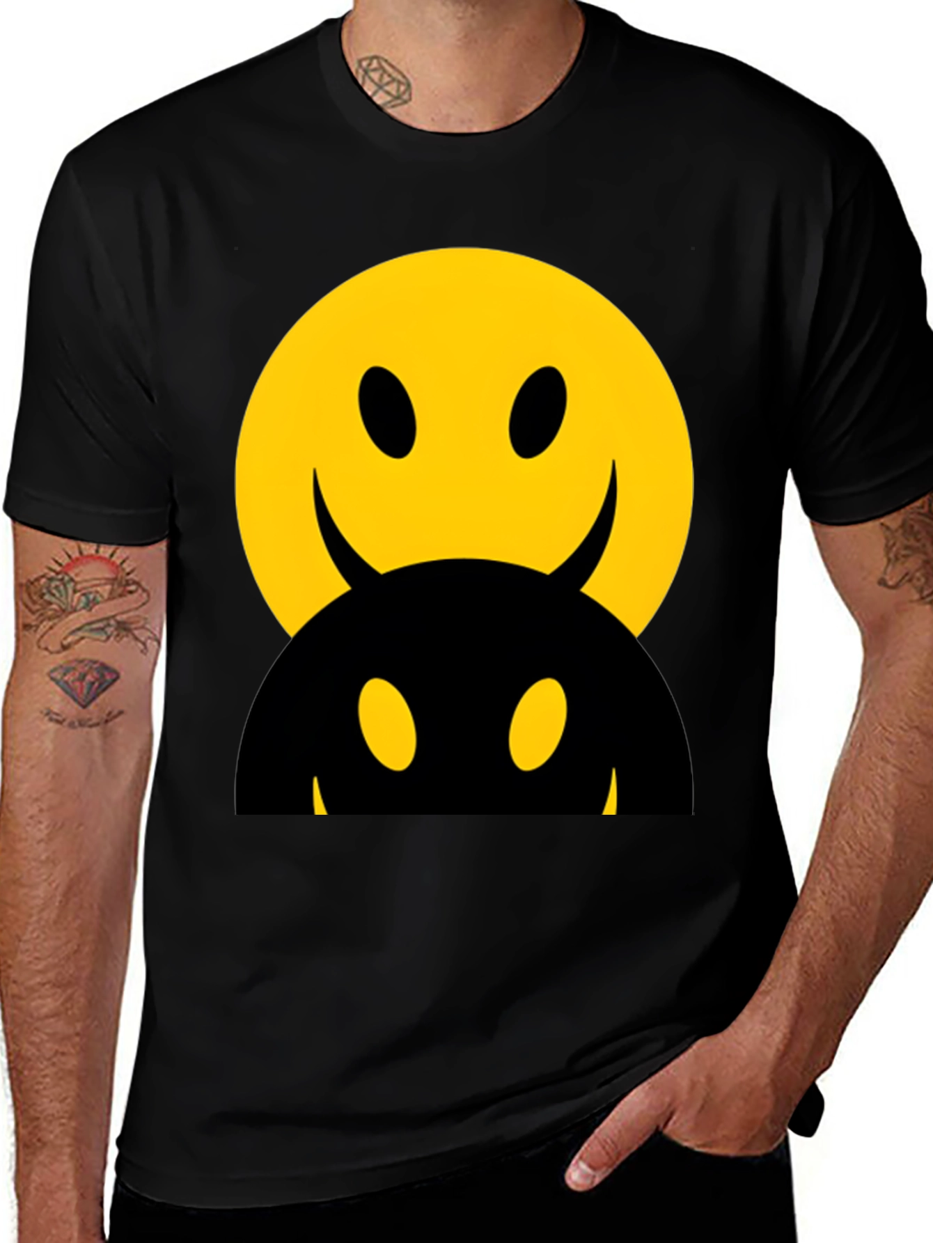 Smiley Face Devilish Graphic T-Shirt