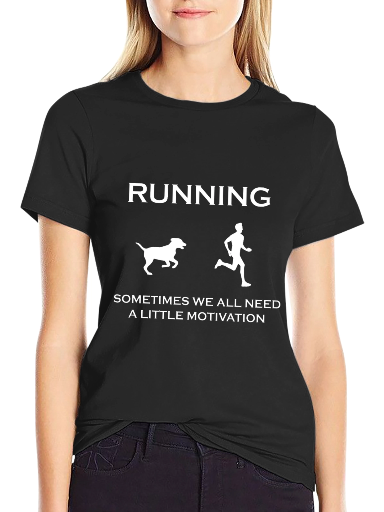 Running Motivation T-Shirt: Dog Chasing Runner Graphic Tee