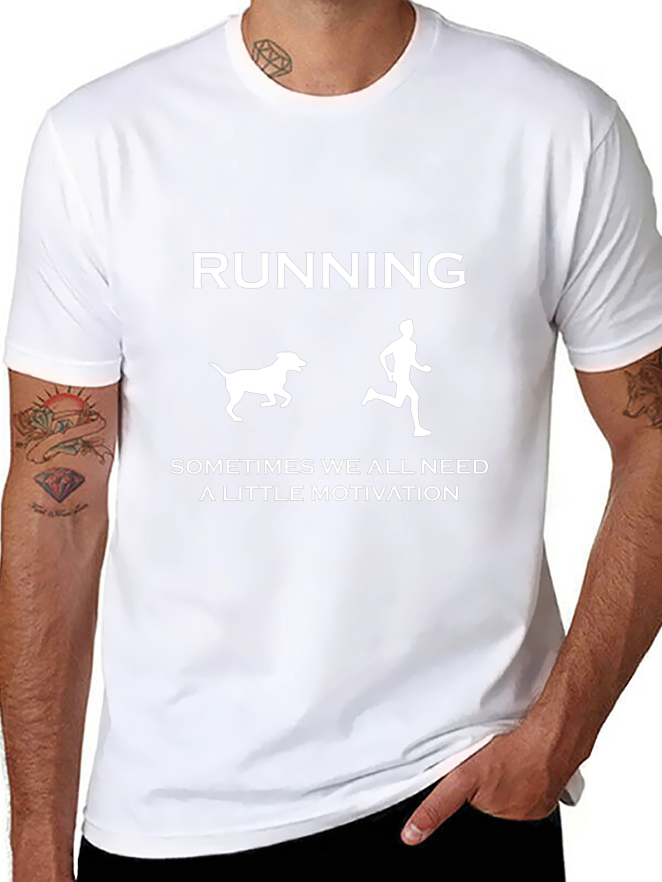 Running Motivation T-Shirt: Dog Chasing Runner Graphic Tee