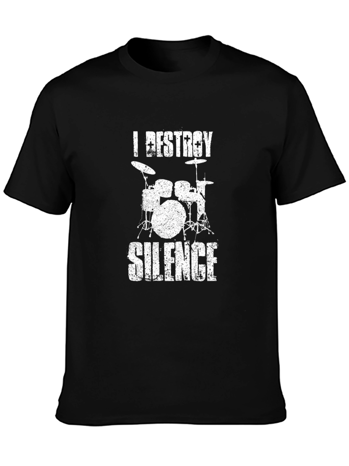 Destroy Silence Drum Set Black Graphic Tee
