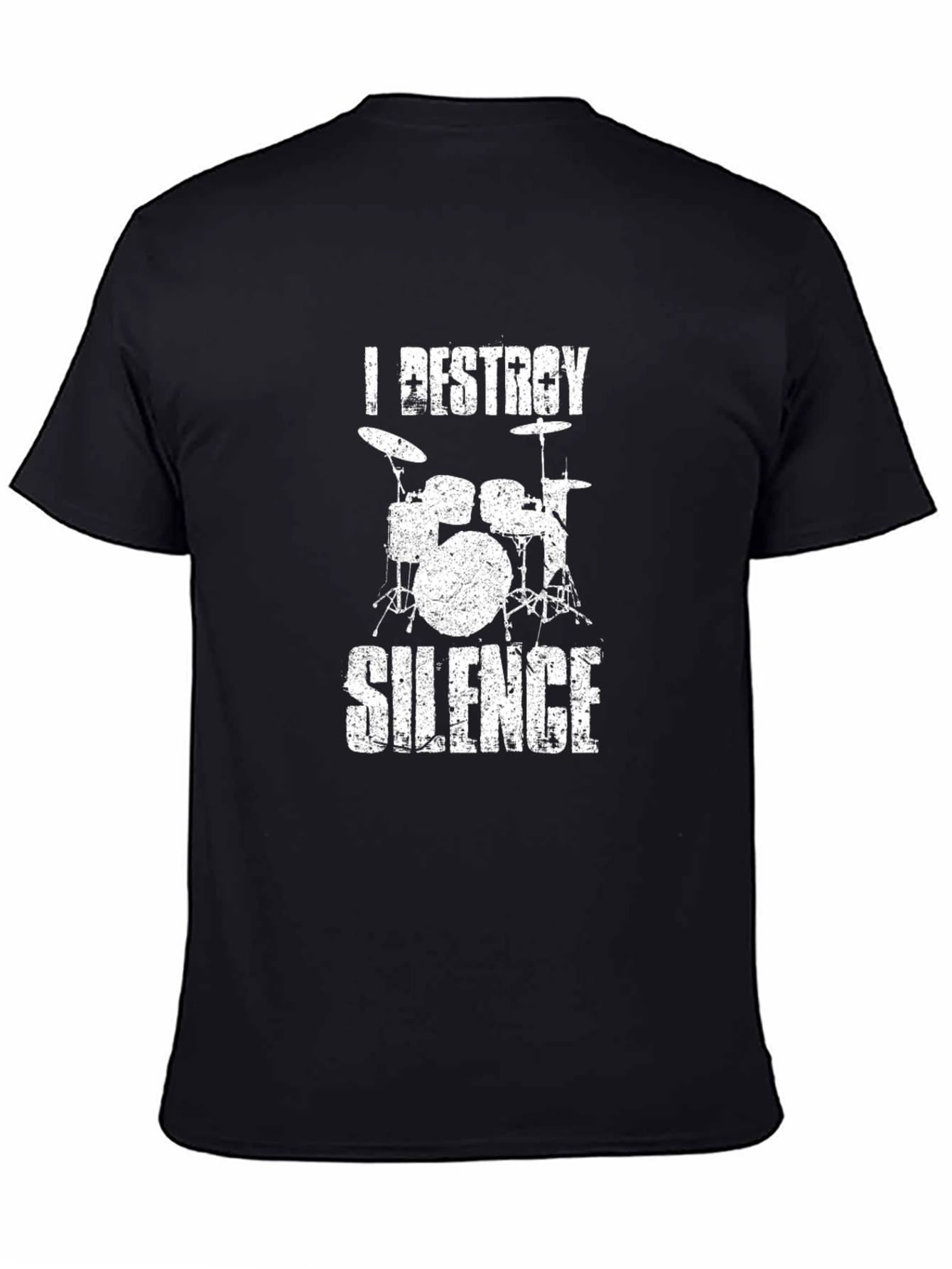 Destroy Silence Drum Set Black Graphic Tee