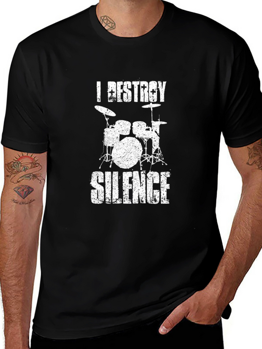 Destroy Silence Drum Set Black Graphic Tee
