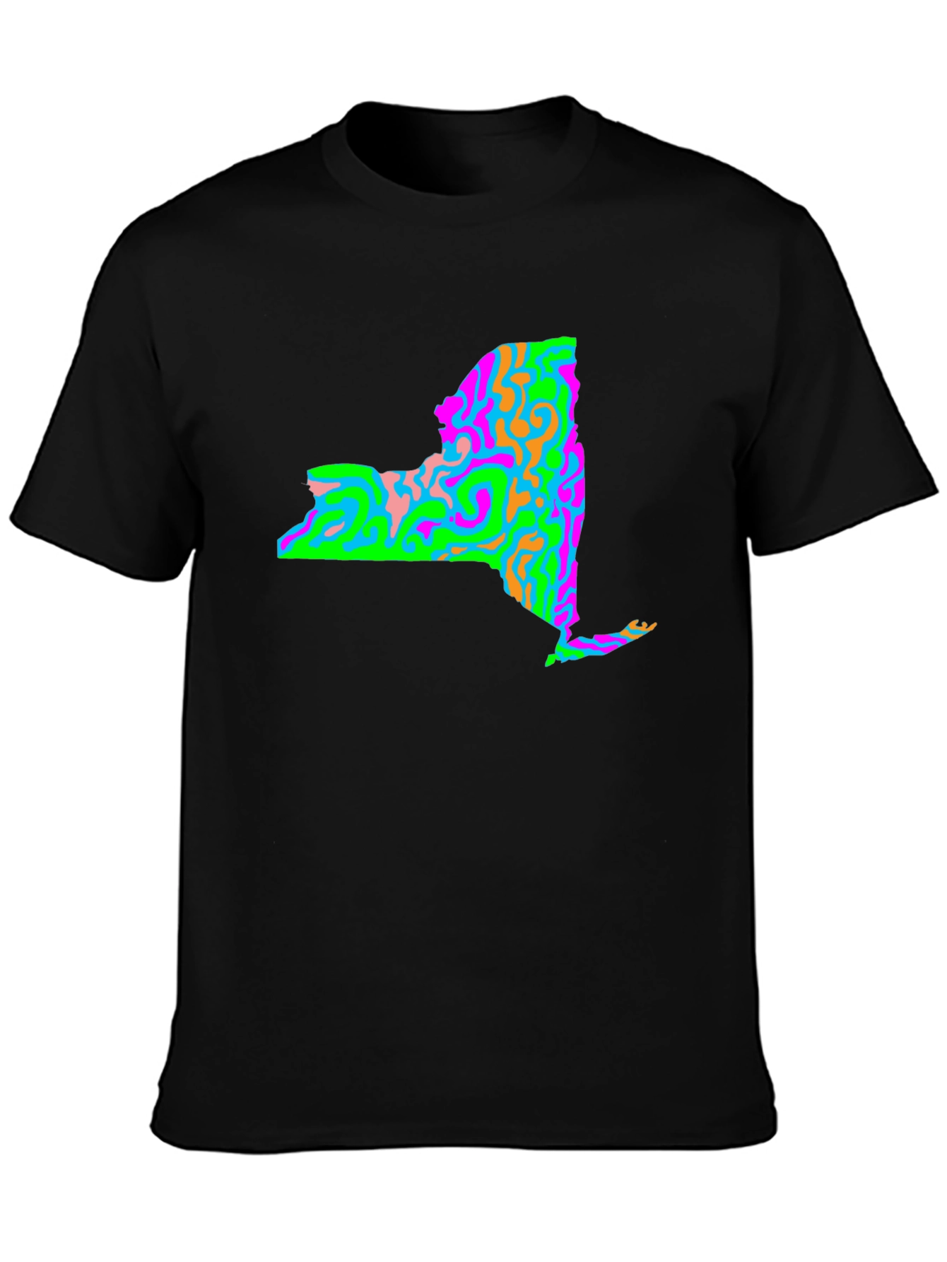 Psychedelic New York State Graphic Tee - Black