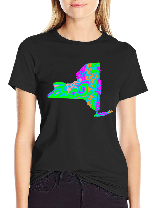 Psychedelic New York State Graphic Tee - Black