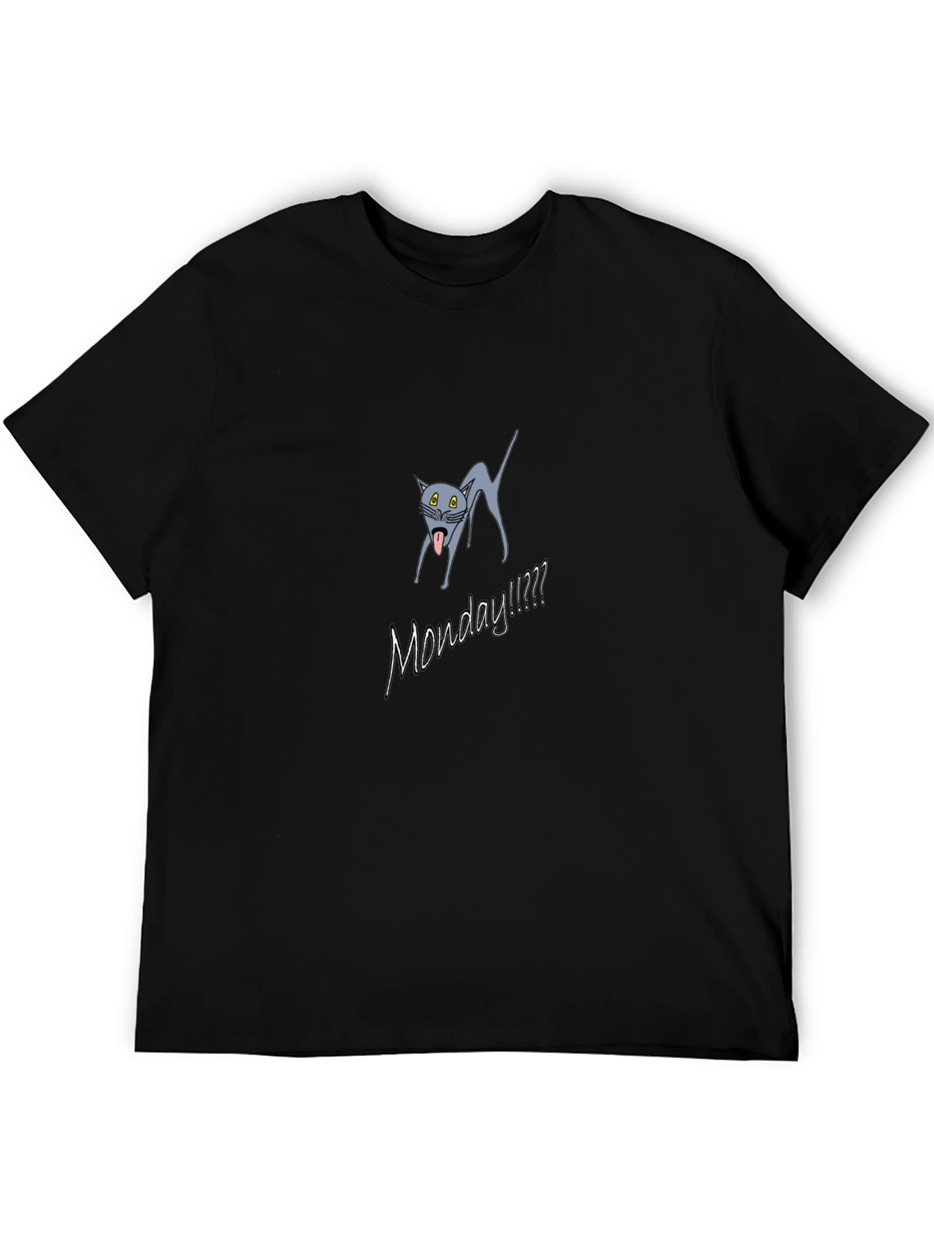 Monday Cat Graphic T-Shirt - Black Cotton Tee