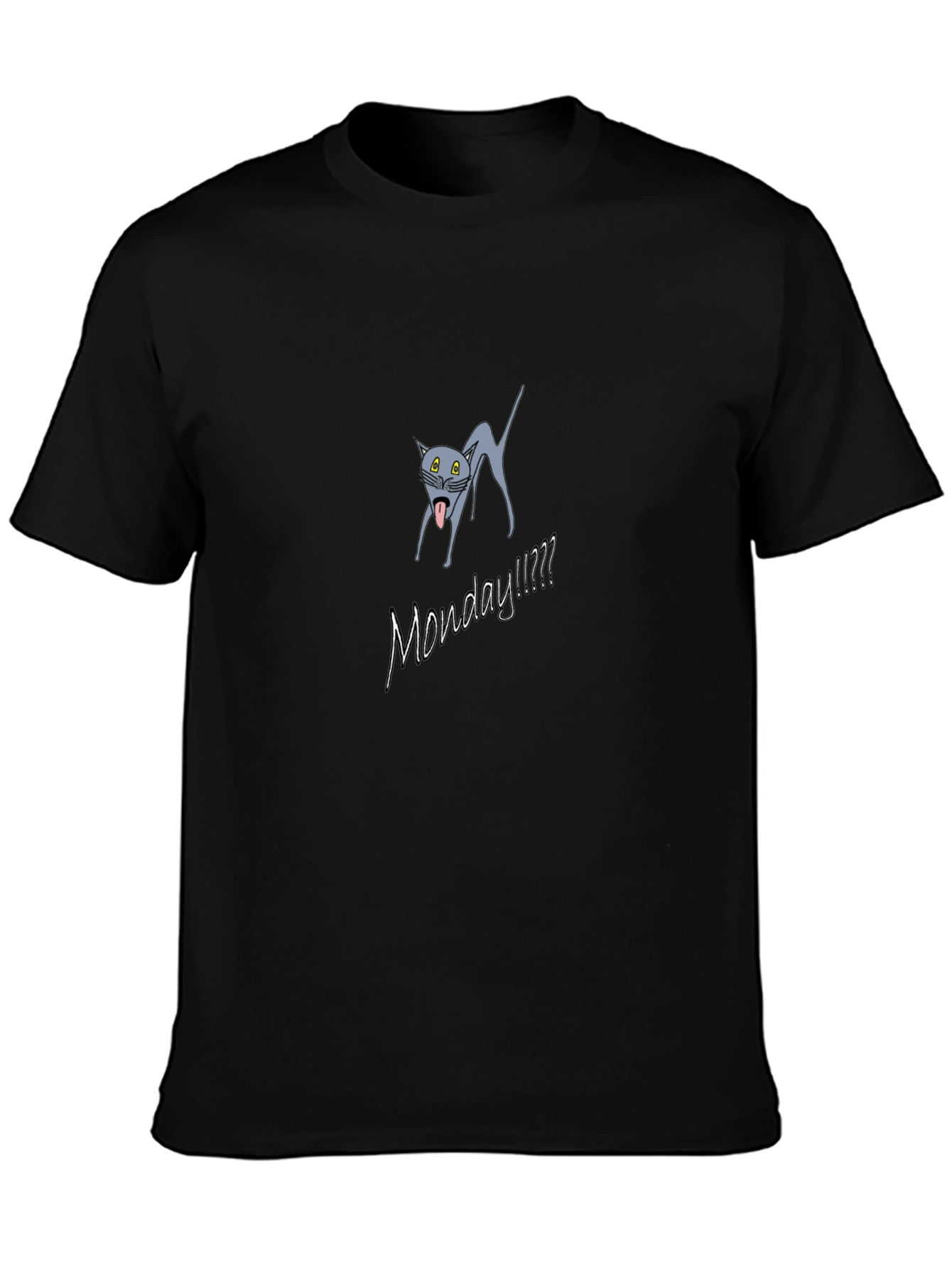 Monday Cat Graphic T-Shirt - Black Cotton Tee