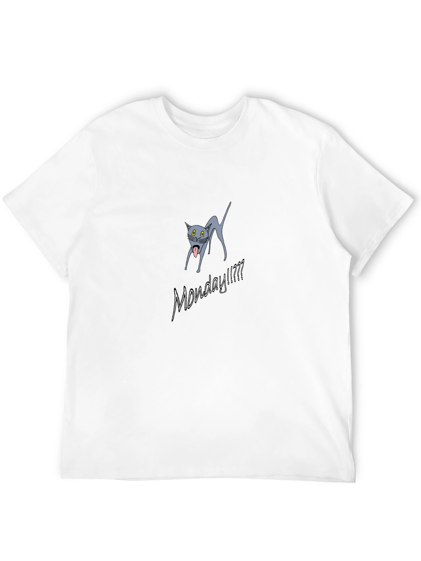 Monday Cat Graphic T-Shirt - Black Cotton Tee