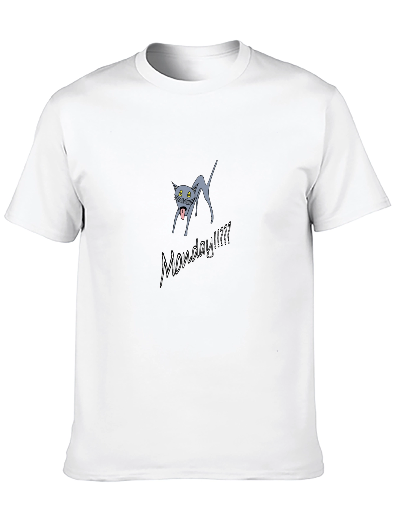 Monday Cat Graphic T-Shirt - Black Cotton Tee