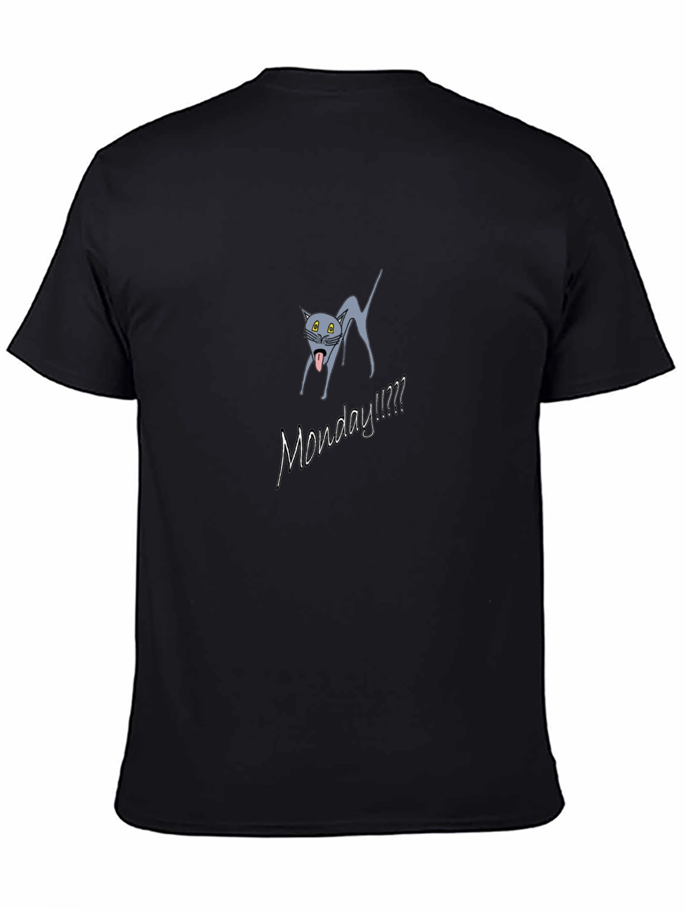 Monday Cat Graphic T-Shirt - Black Cotton Tee