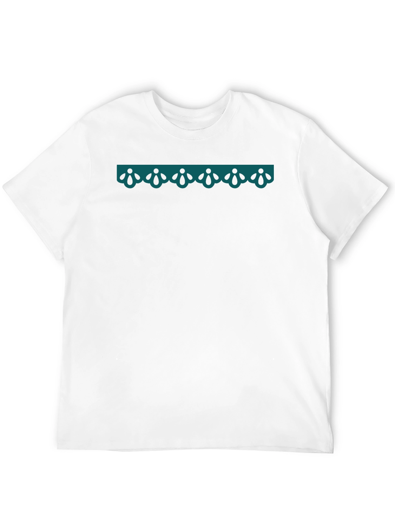 Stylish Black T-Shirt with Teal Ornamental Detail