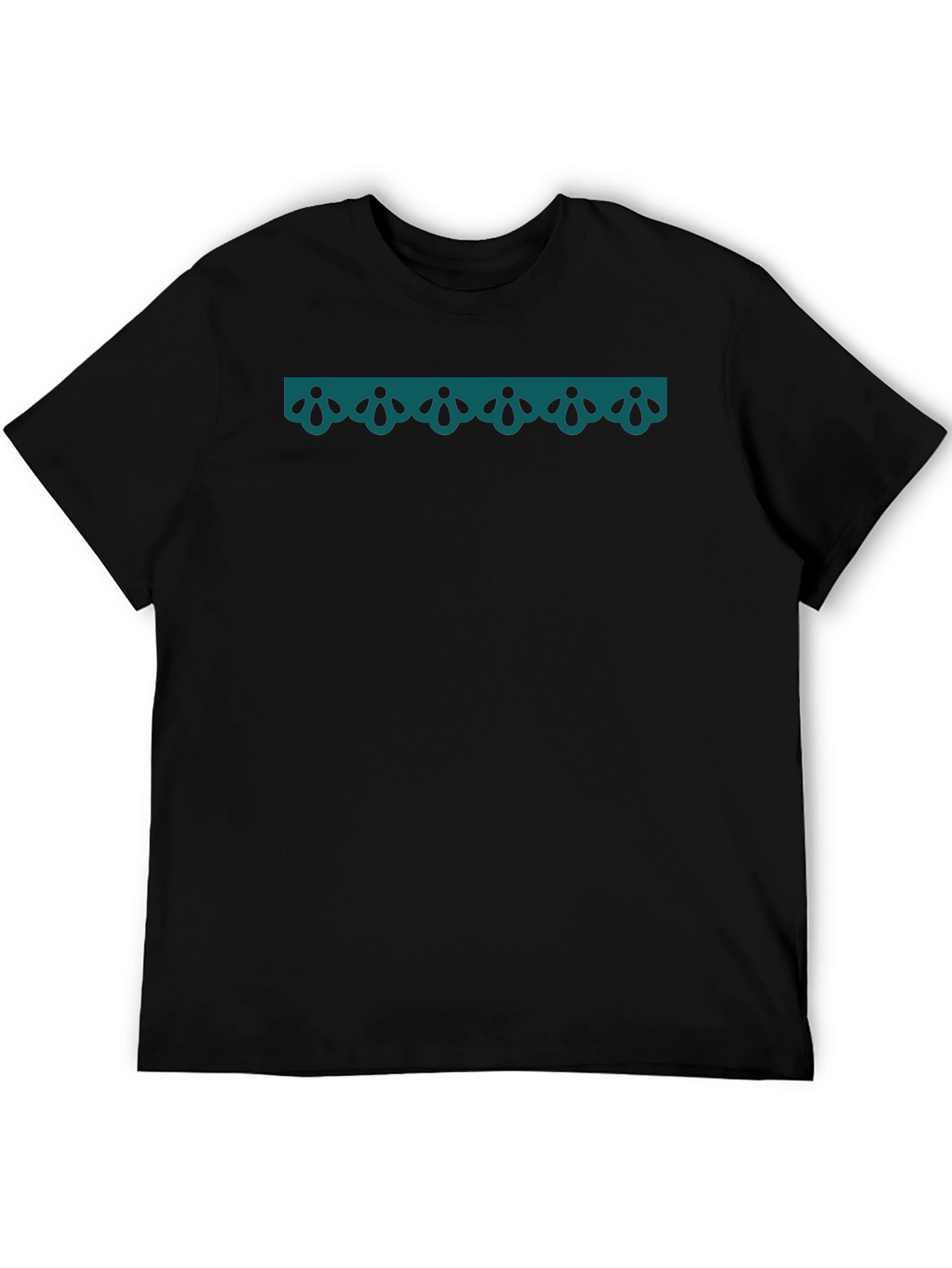Stylish Black T-Shirt with Teal Ornamental Detail
