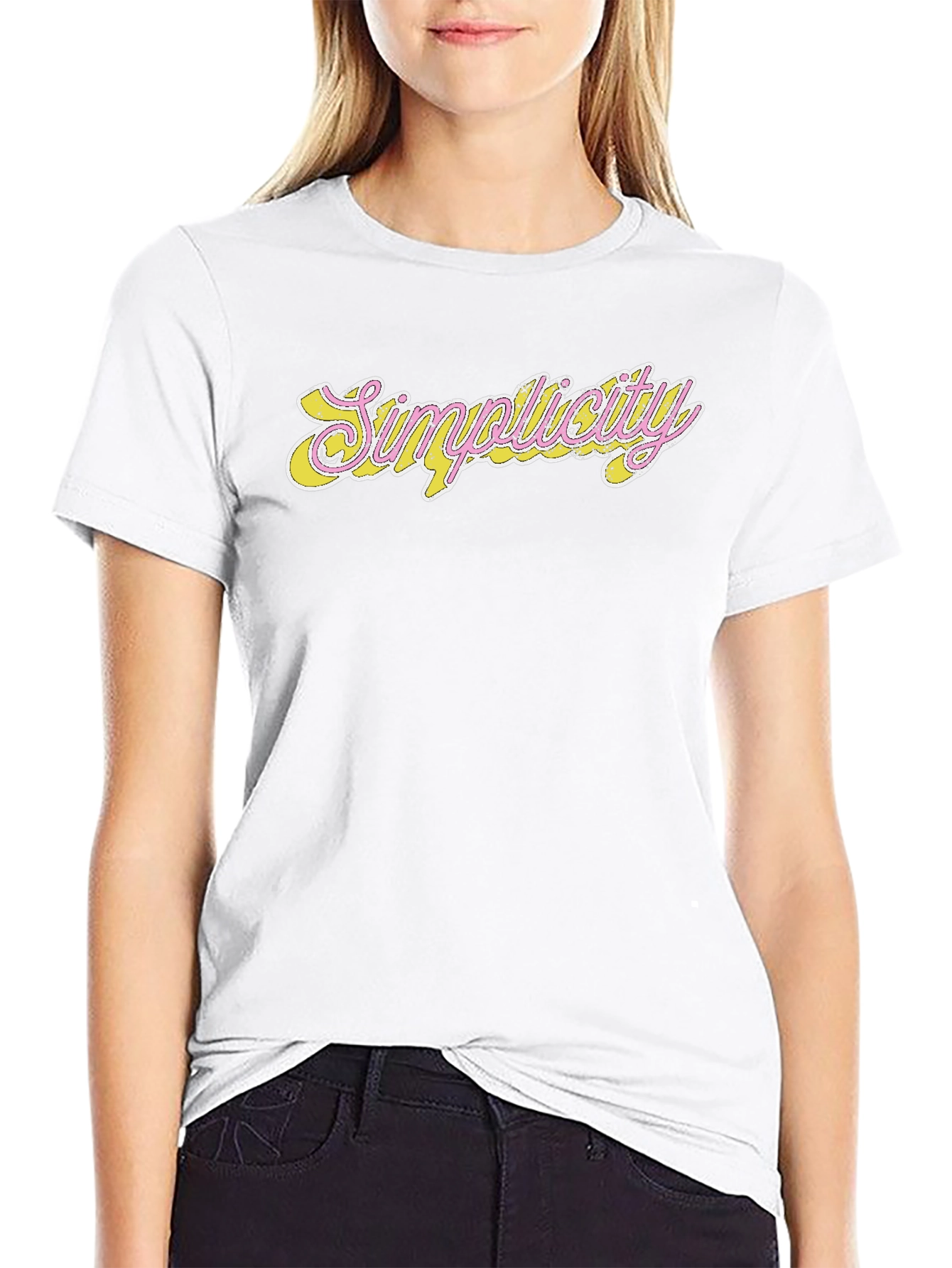 Simplicity Graphic Tee - Stylish Black Cotton Blend Shirt
