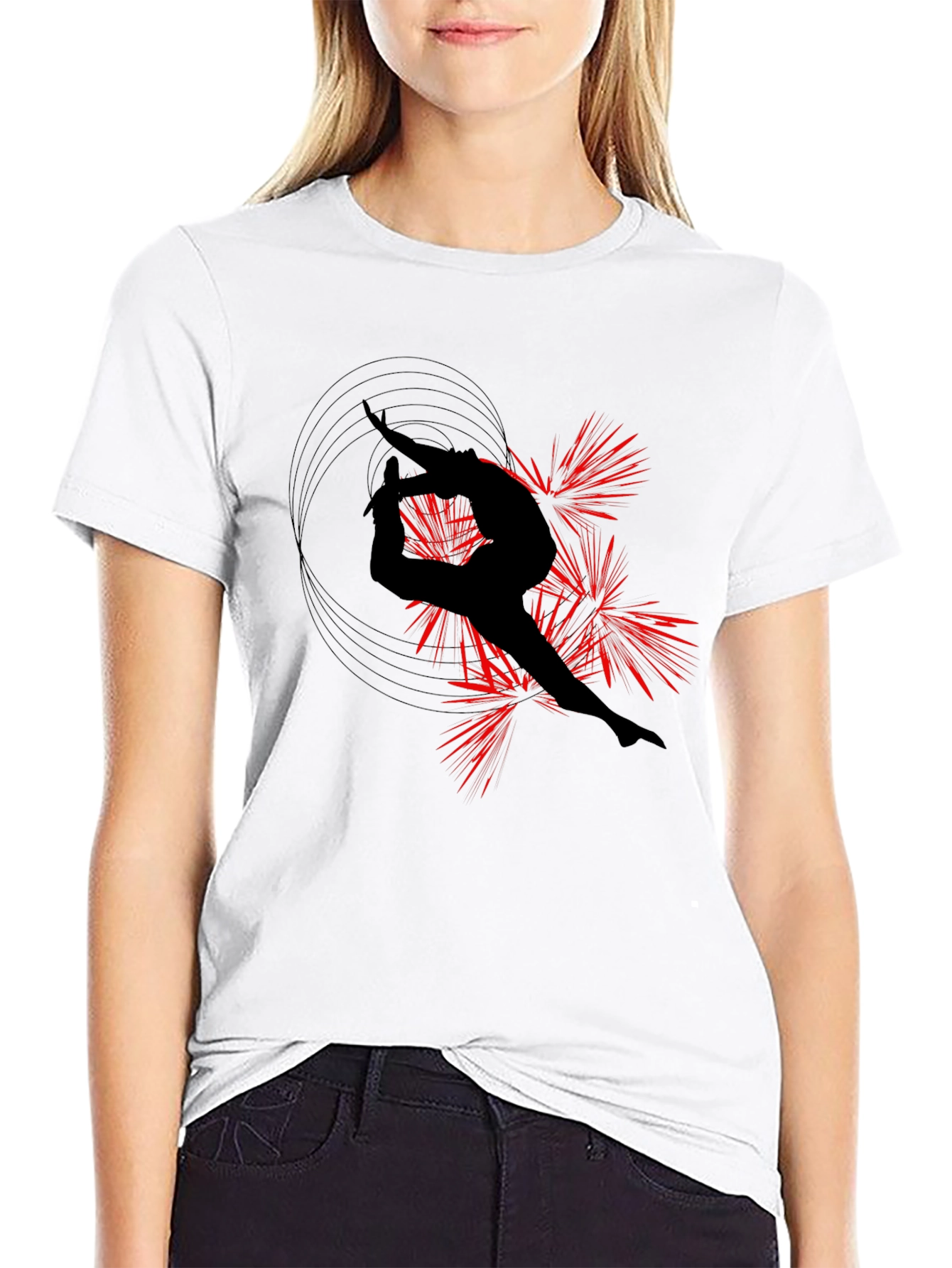 Gymnast Silhouette Black T-Shirt - Artistic Design