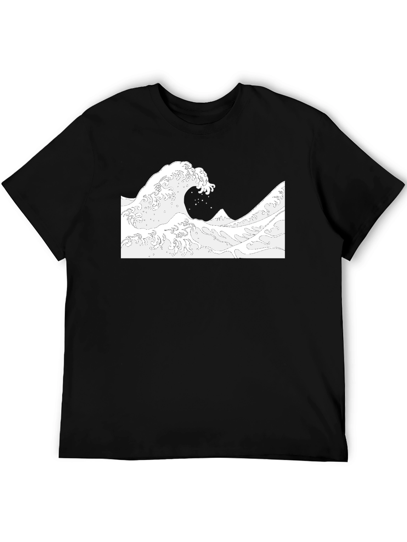 Great Wave Graphic Tee - Black Cotton T-Shirt