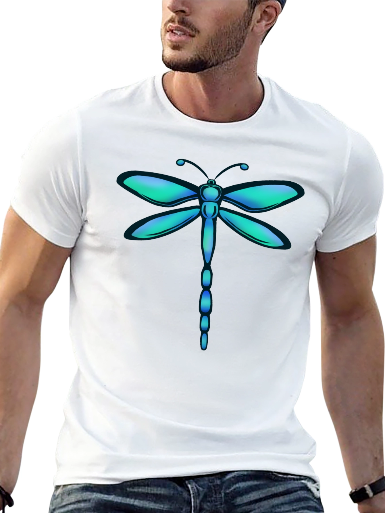 Dragonfly Graphic Tee - Stylish Mens Black T-Shirt