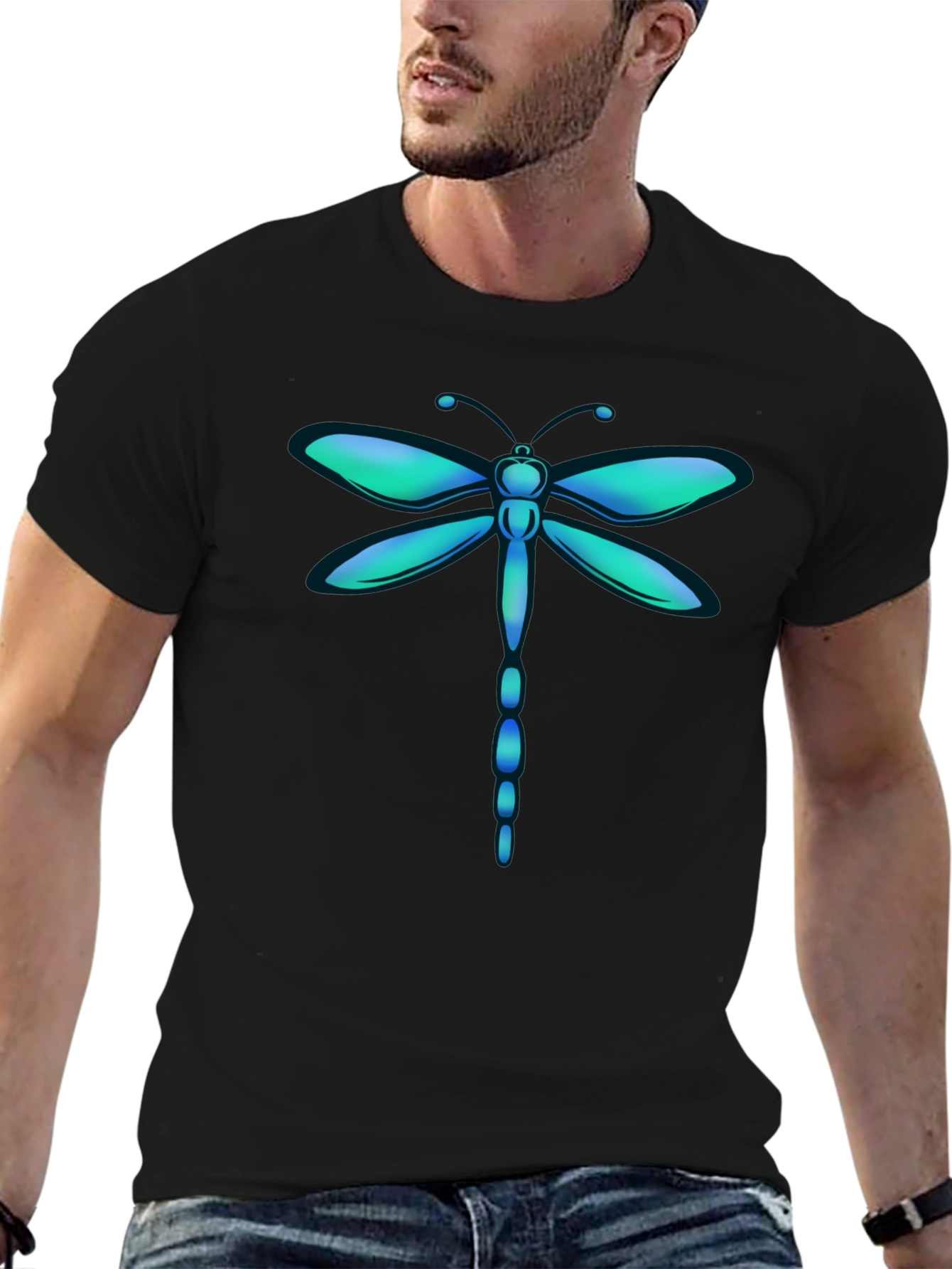 Dragonfly Graphic Tee - Stylish Mens Black T-Shirt