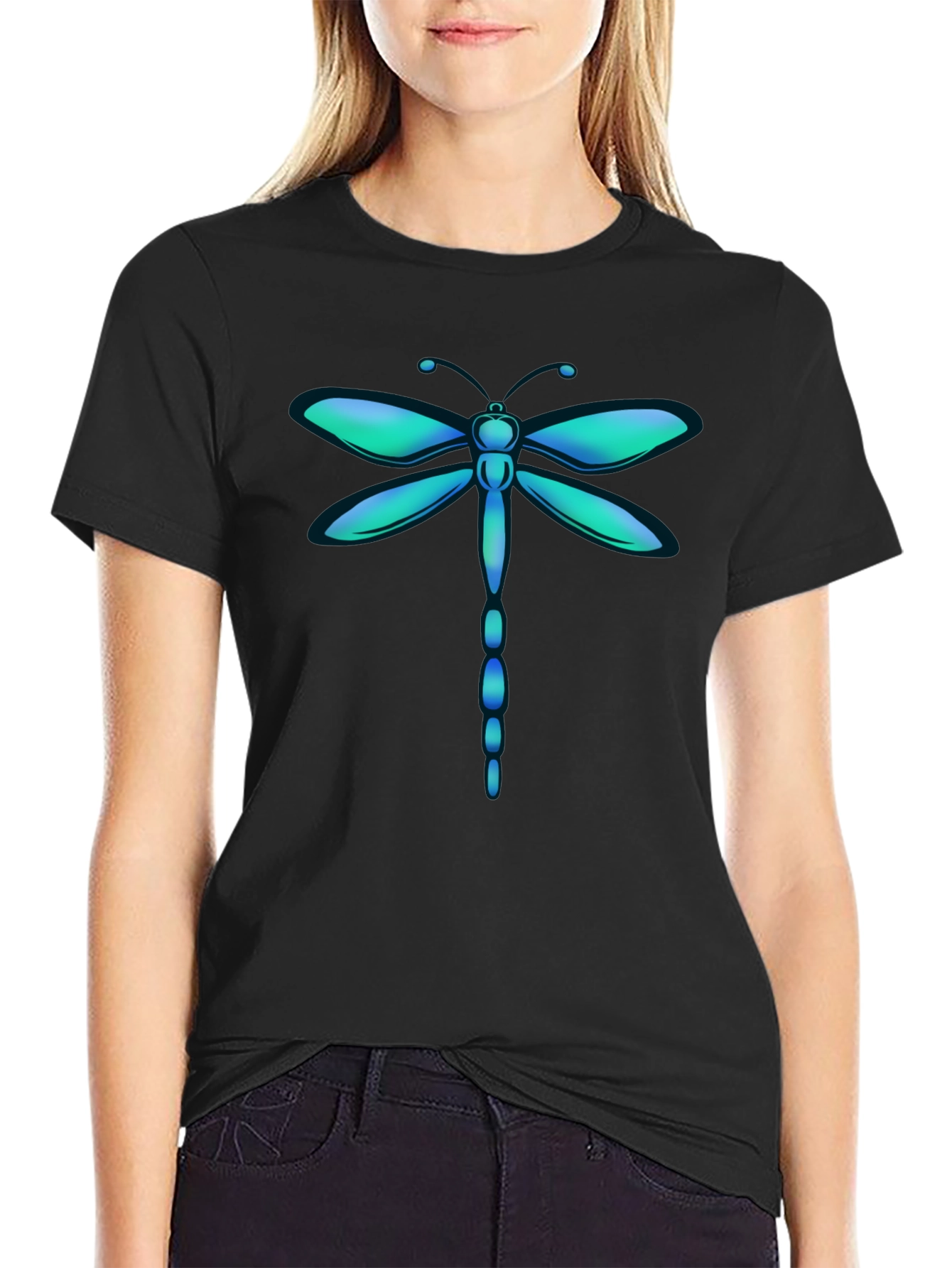 Dragonfly Graphic Tee - Stylish Mens Black T-Shirt