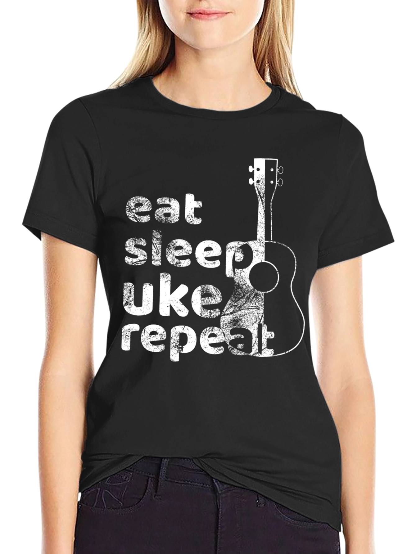 Eat Sleep Uke Repeat T-Shirt - Ukulele Lover Gift
