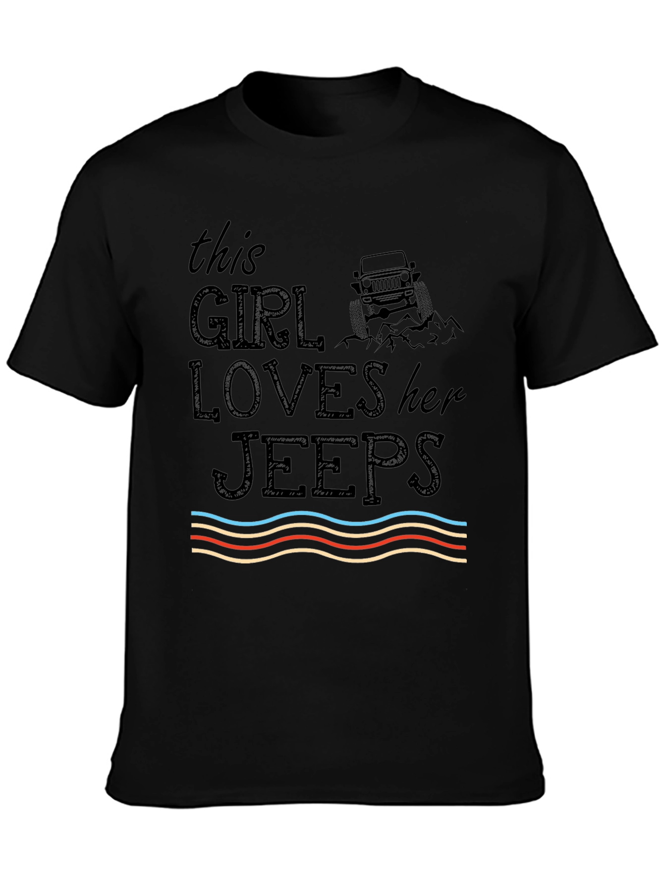 Girl Loves Jeeps Graphic T-Shirt - Black