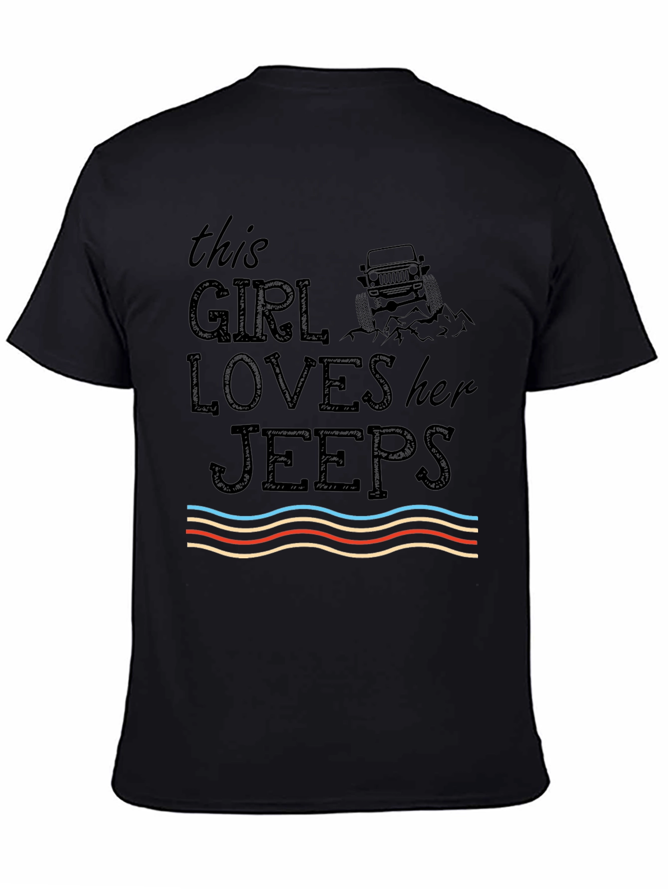 Girl Loves Jeeps Graphic T-Shirt - Black