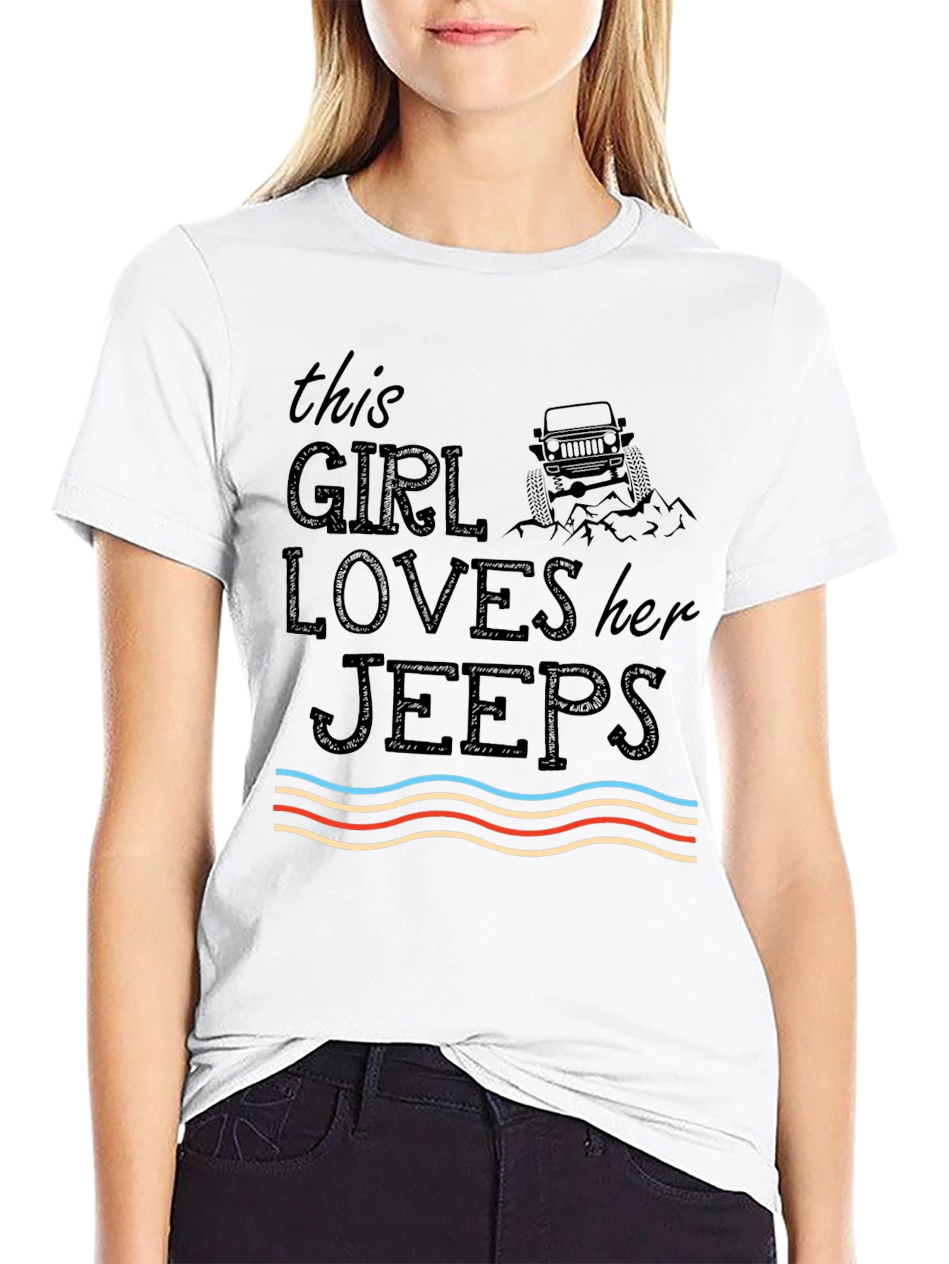Girl Loves Jeeps Graphic T-Shirt - Black
