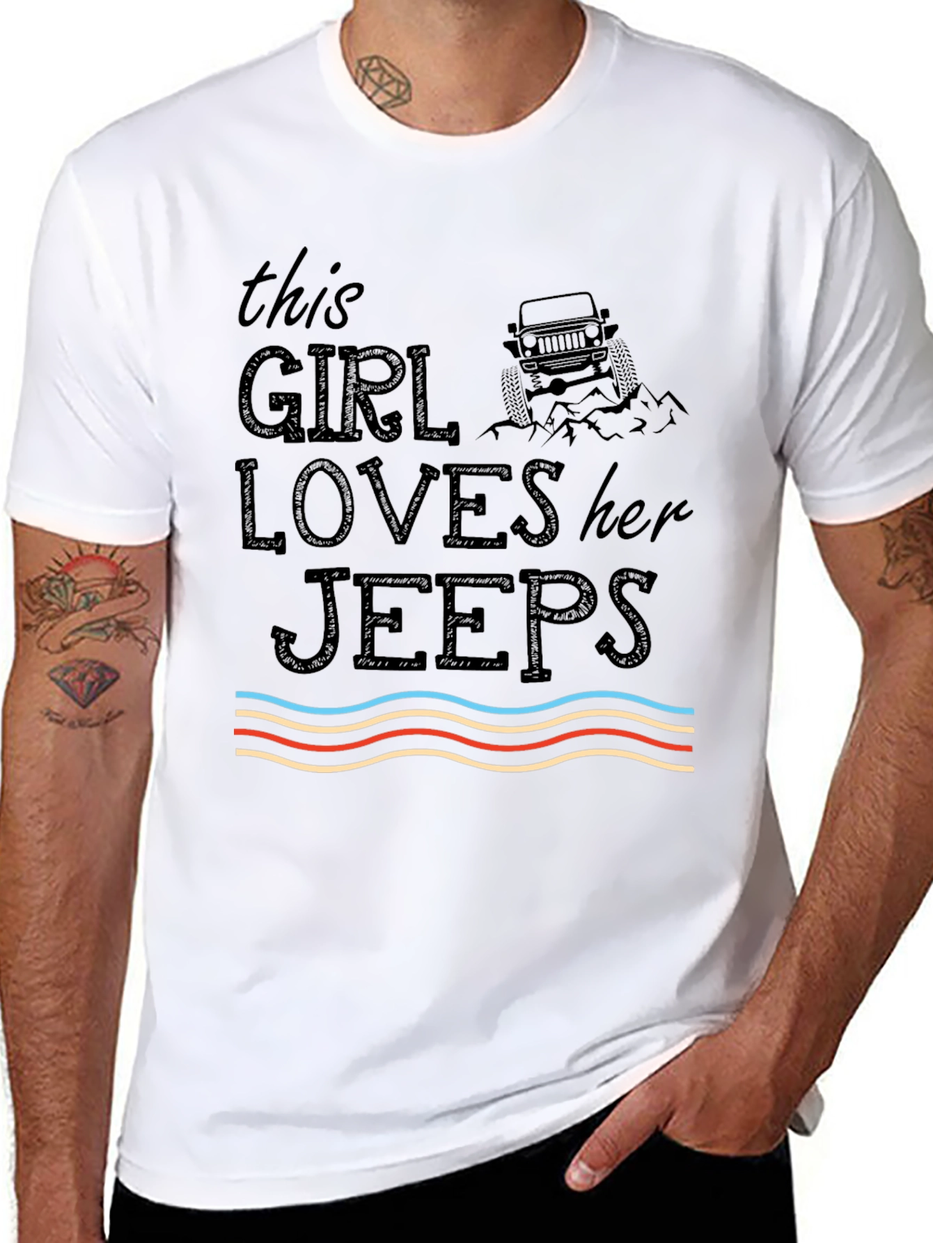 Girl Loves Jeeps Graphic T-Shirt - Black