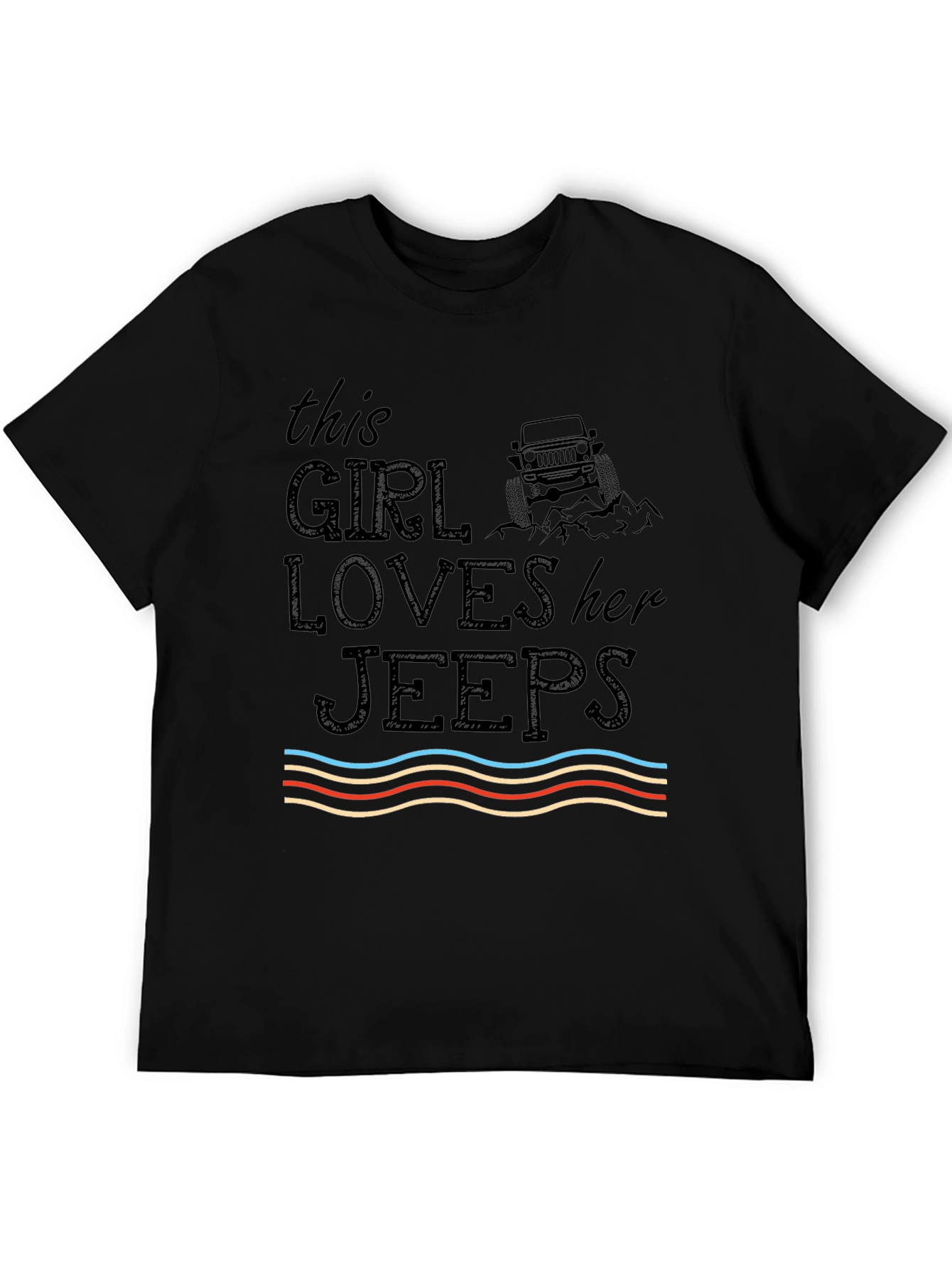 Girl Loves Jeeps Graphic T-Shirt - Black