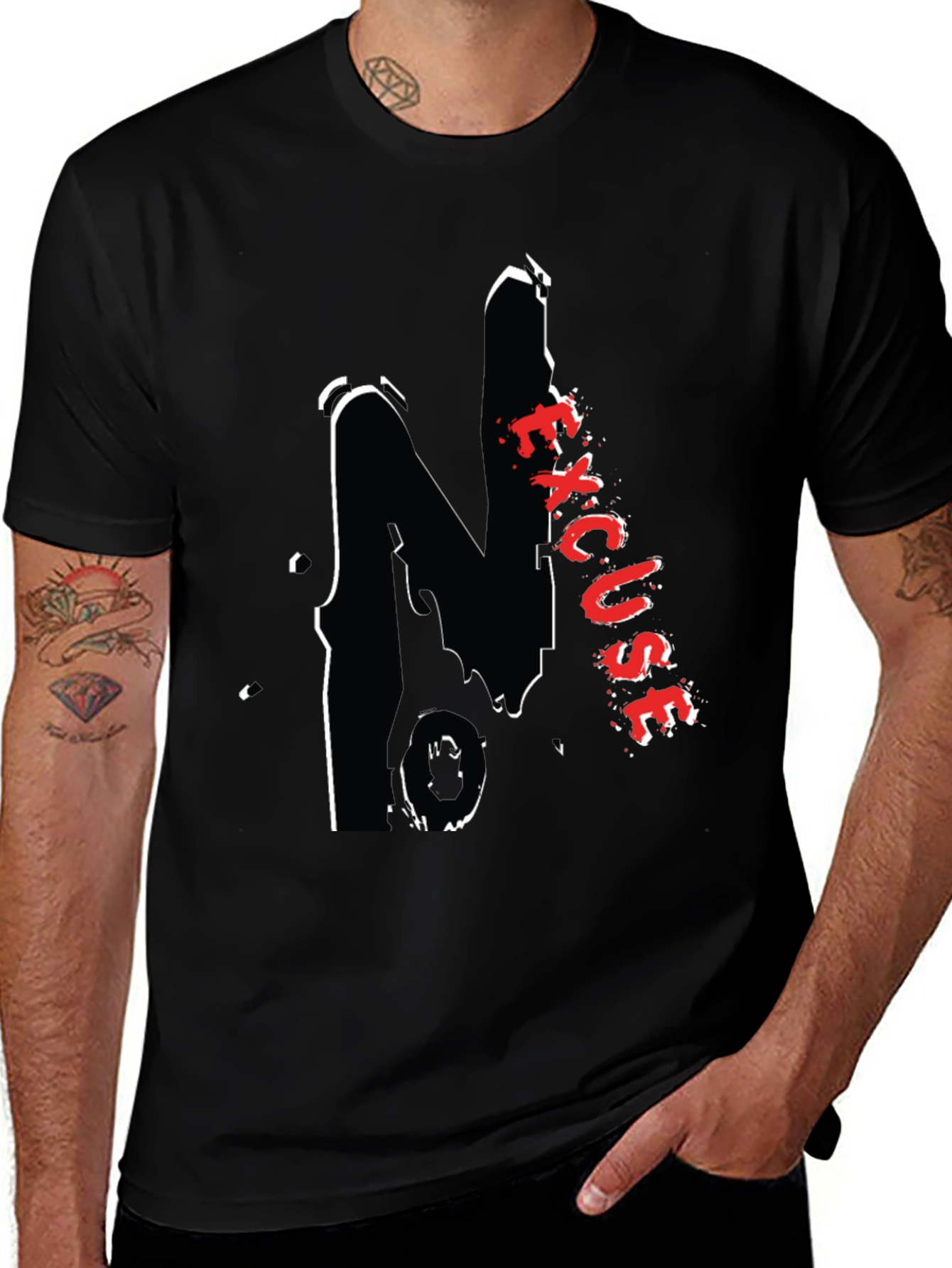 Black Graphic Tee - Excuse