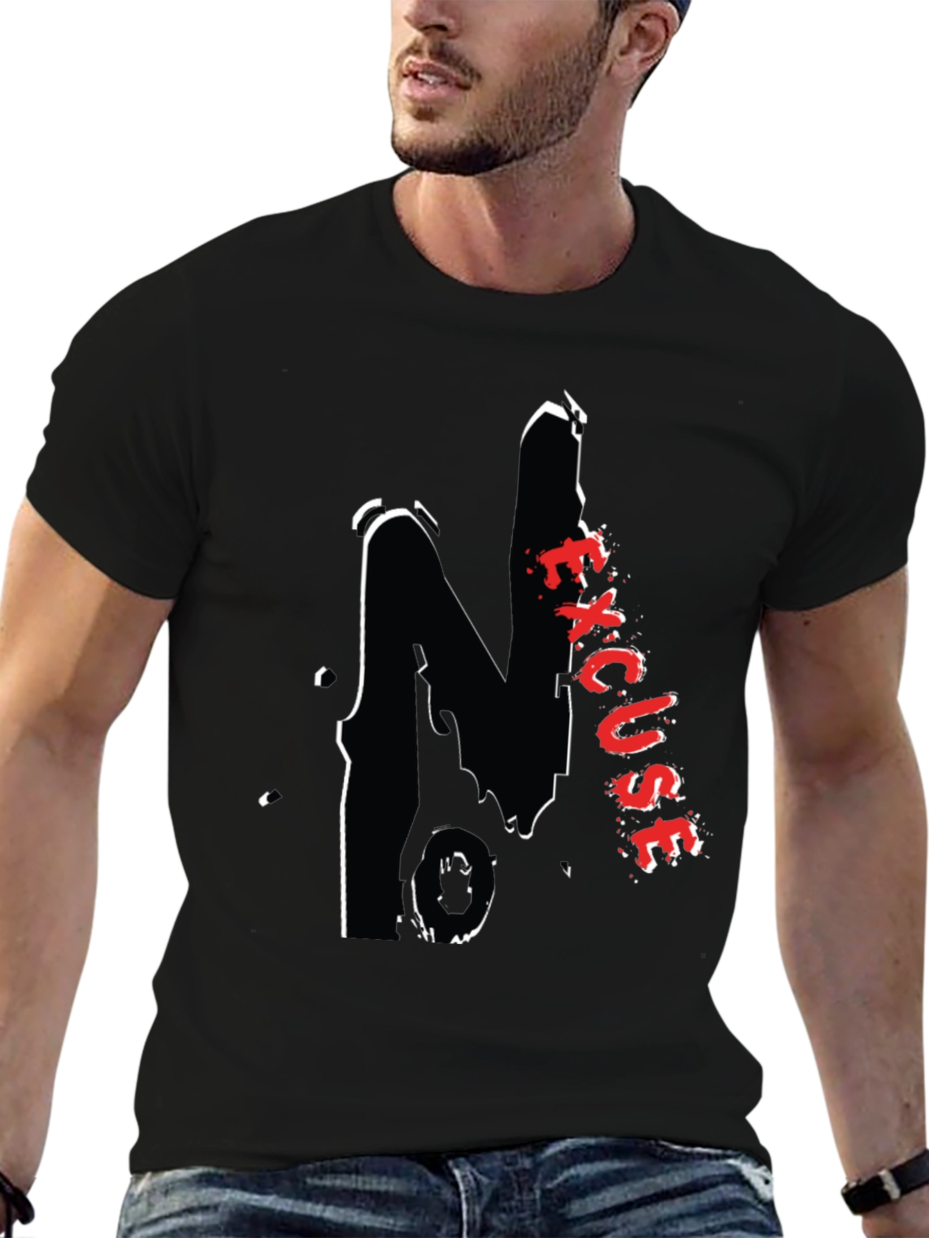 Black Graphic Tee - Excuse