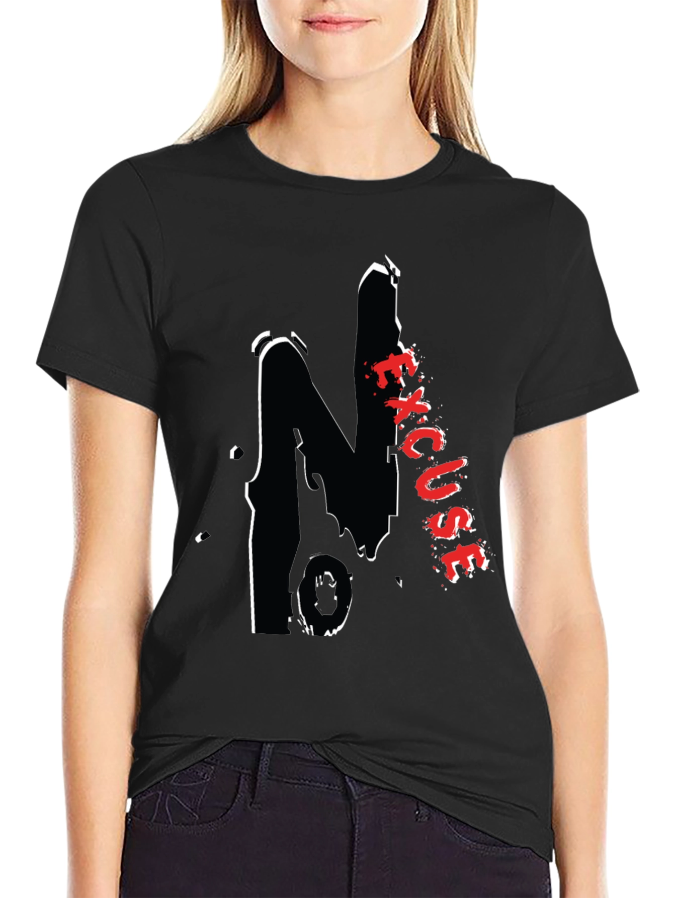Black Graphic Tee - Excuse
