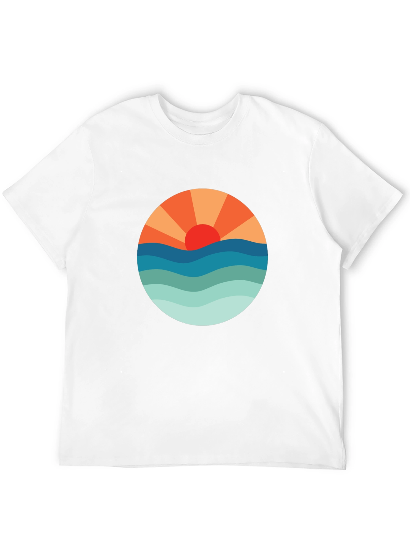 Sunset Waves Graphic Tee - Black Cotton Blend