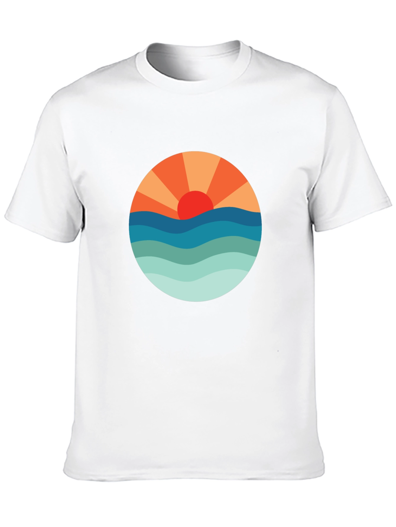 Sunset Waves Graphic Tee - Black Cotton Blend