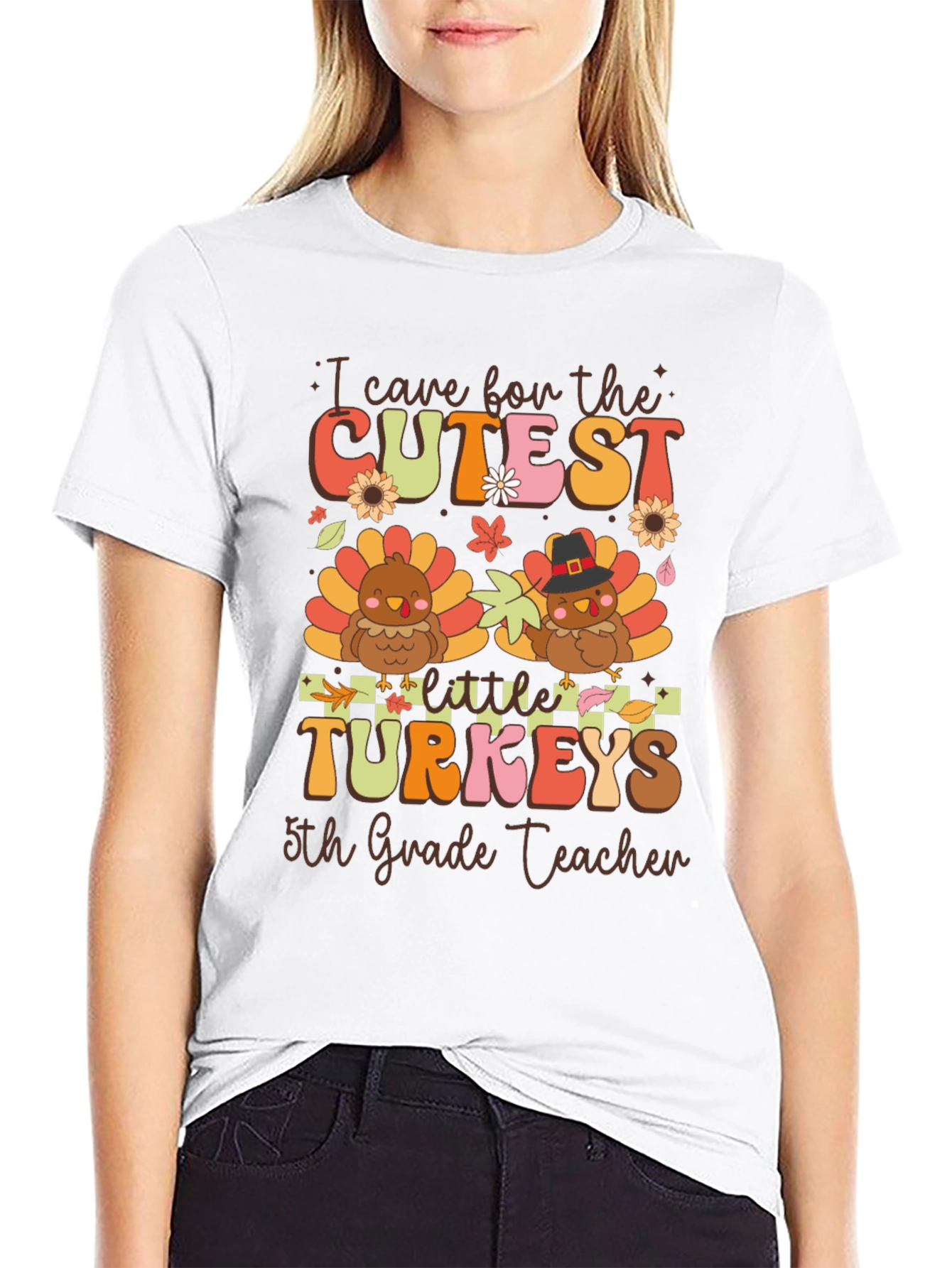 Cute Thanksgiving 5th Grade Teacher T-Shirt