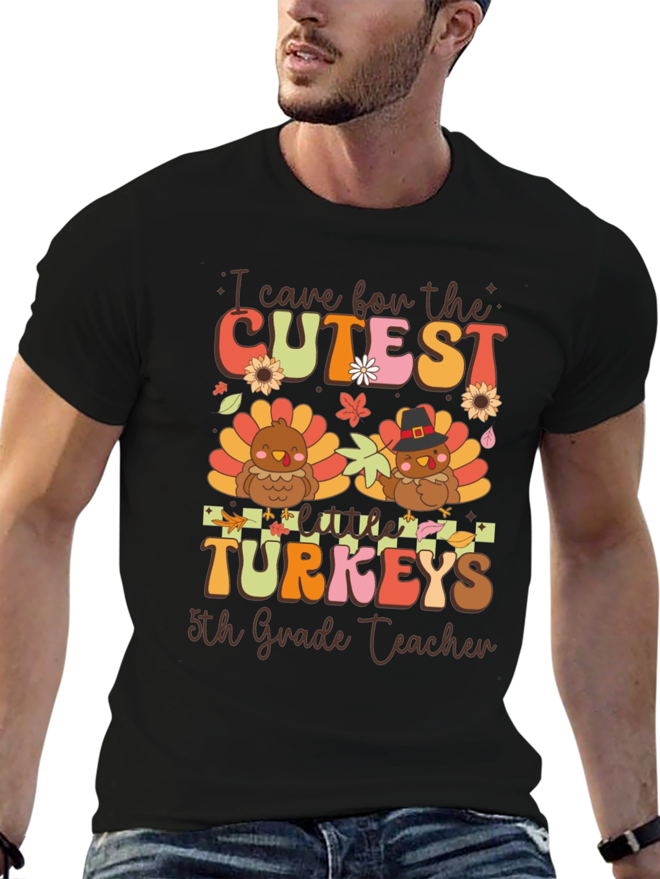 Cute Thanksgiving 5th Grade Teacher T-Shirt