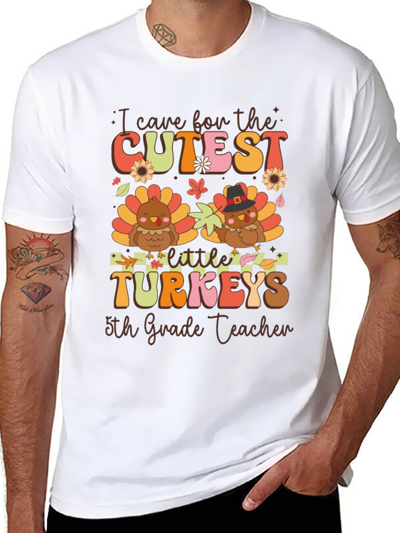 Cute Thanksgiving 5th Grade Teacher T-Shirt