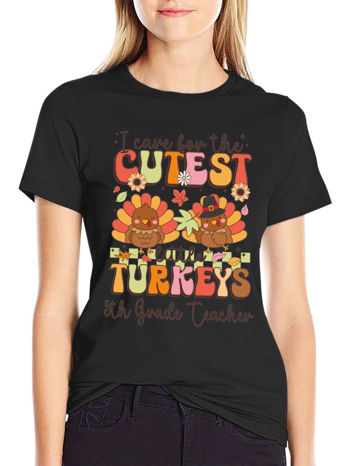 Cute Thanksgiving 5th Grade Teacher T-Shirt