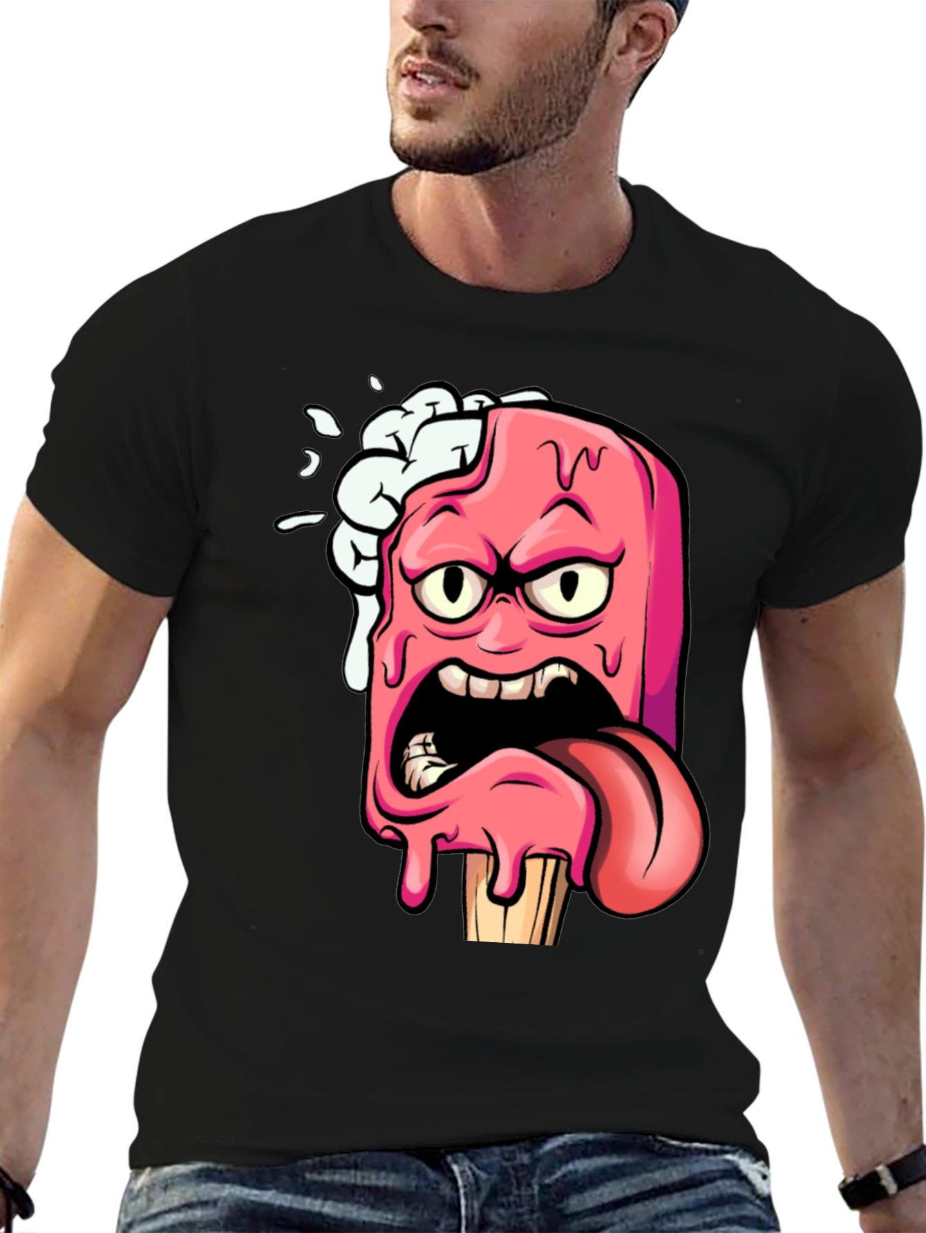 Melting Cartoon Ice Cream Graphic T-Shirt