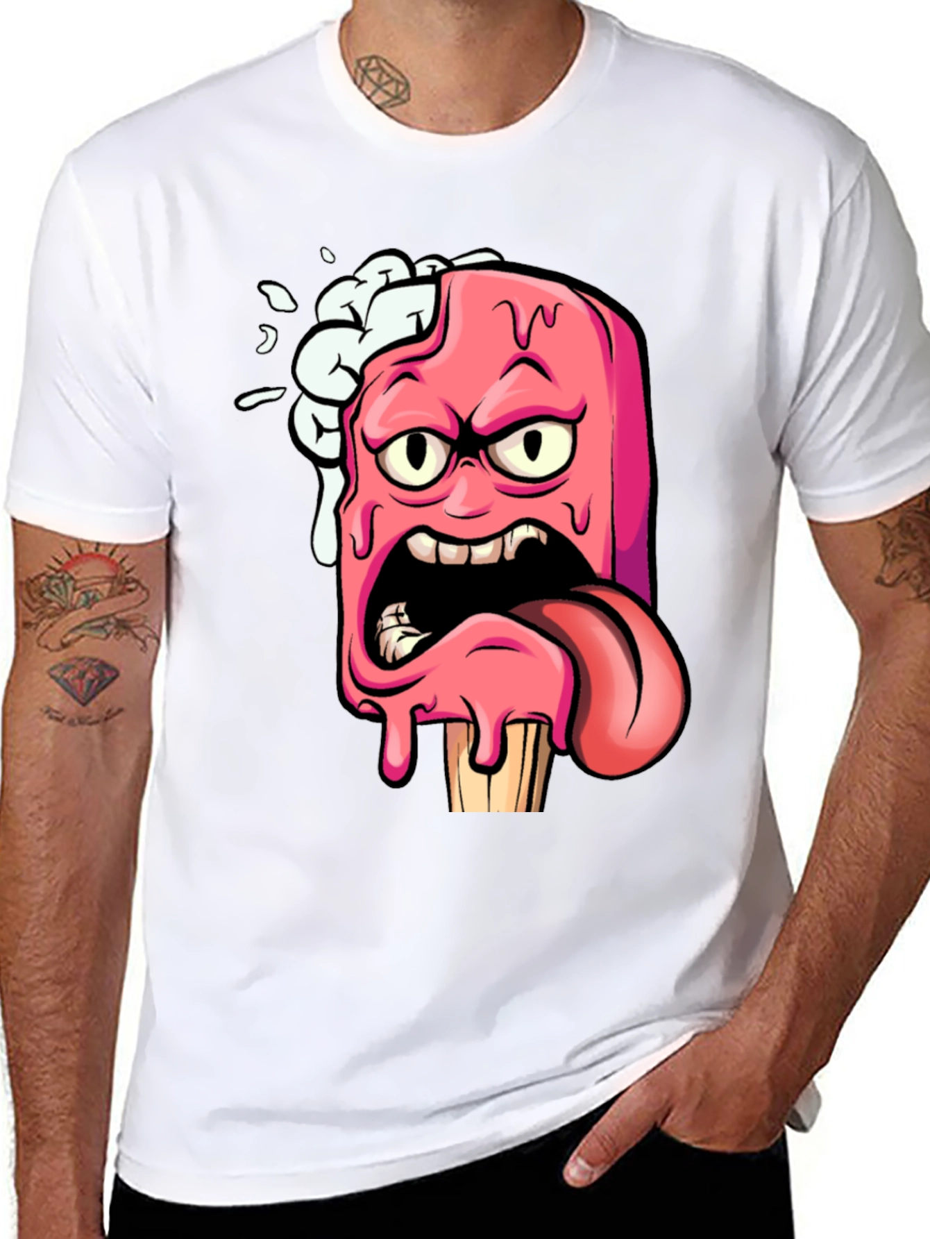 Melting Cartoon Ice Cream Graphic T-Shirt