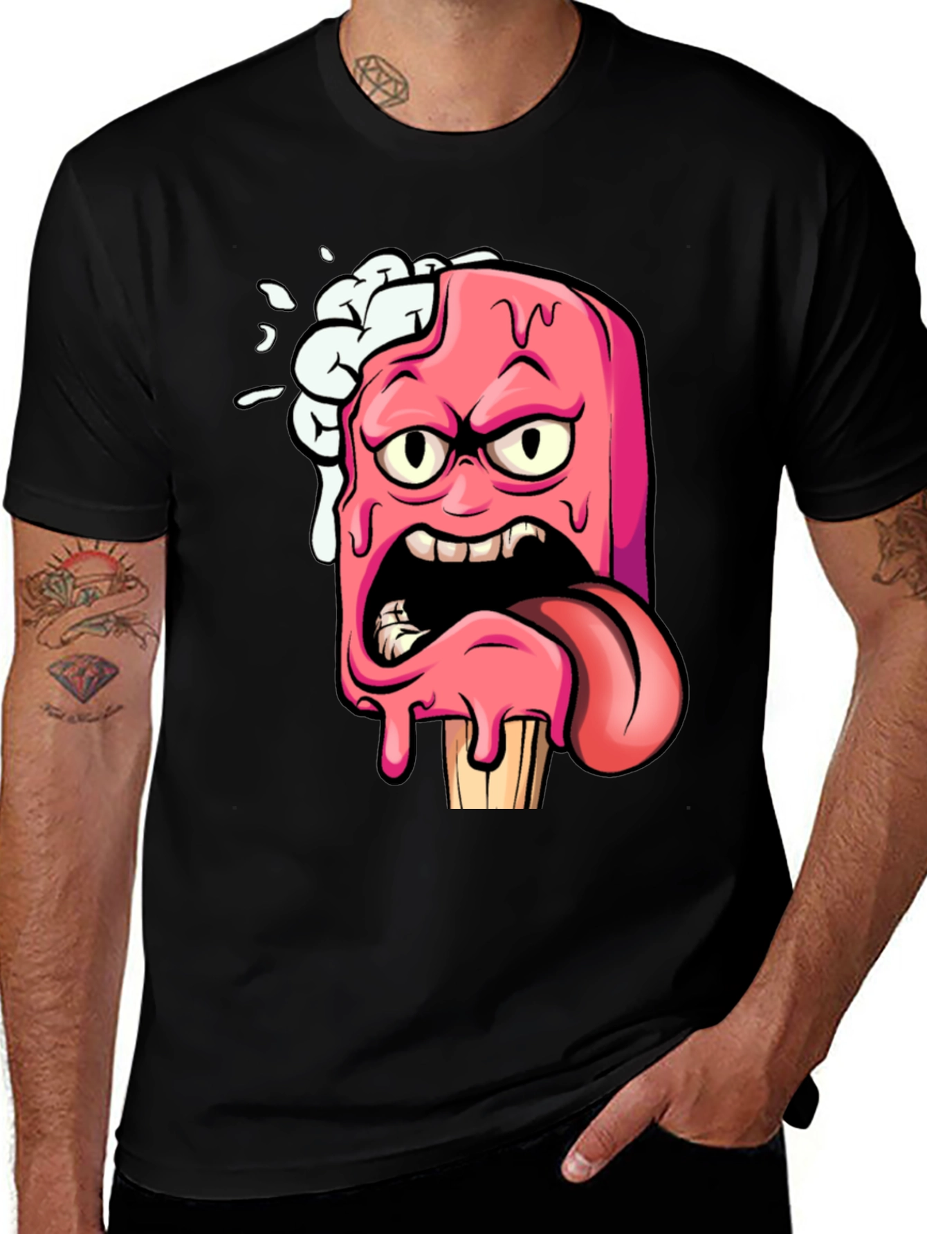 Melting Cartoon Ice Cream Graphic T-Shirt