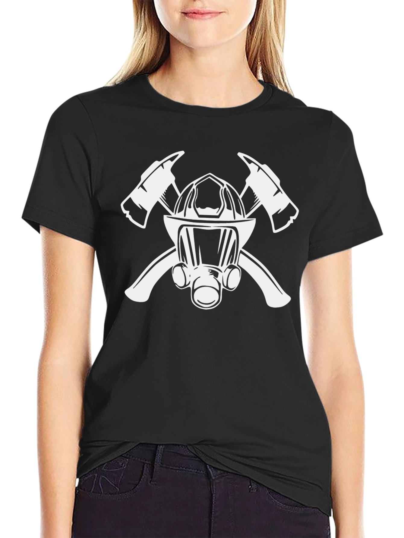 Firefighter Axe T-Shirt - Helmet and Crossed Axes