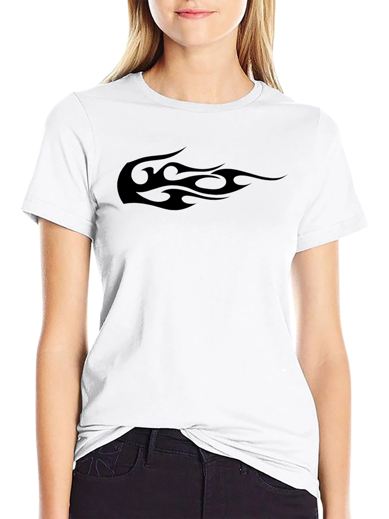 Mens Black Graphic Flame Tee - Casual Style