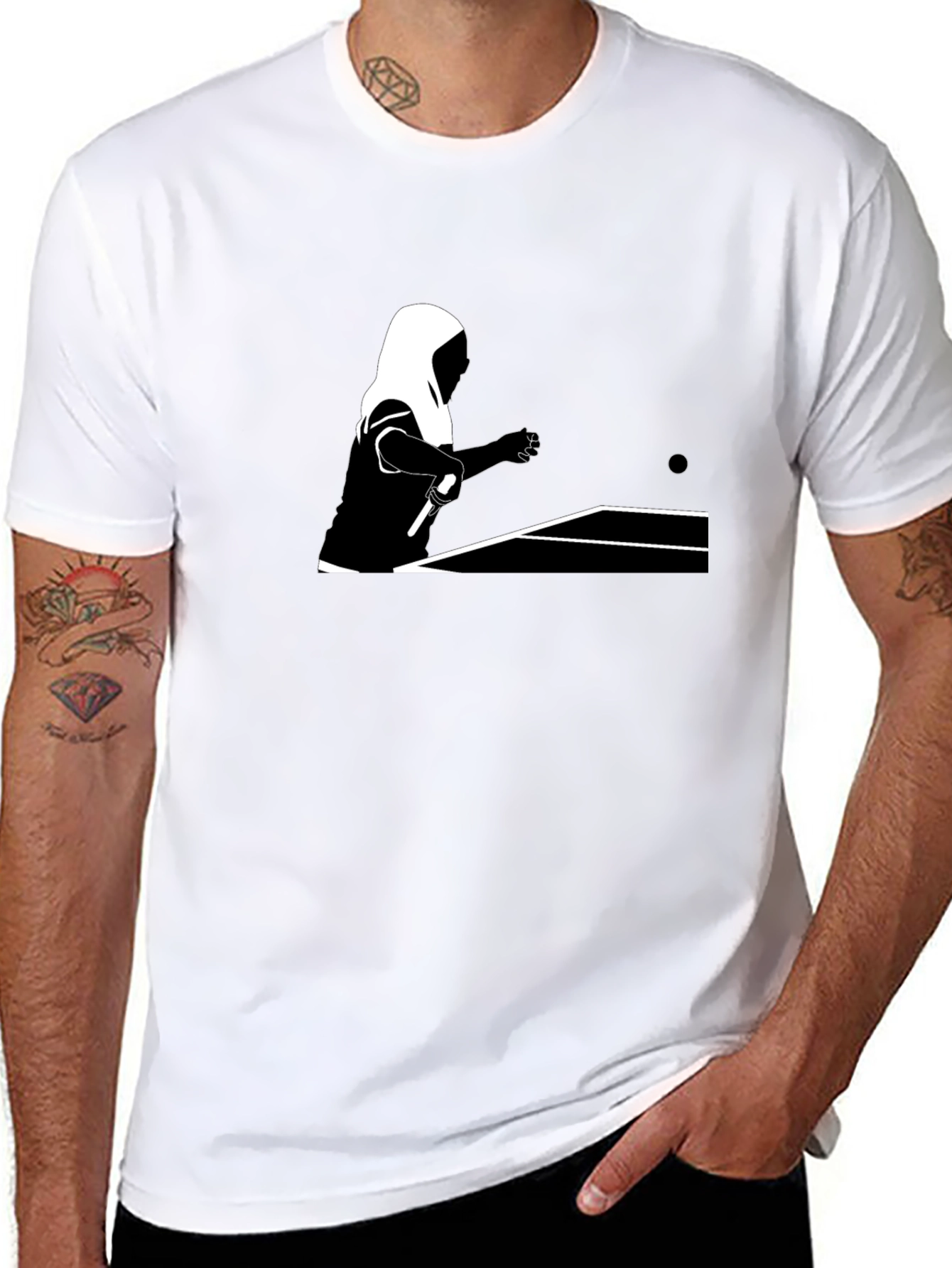 Table Tennis Graphic Tee - Black Cotton Shirt